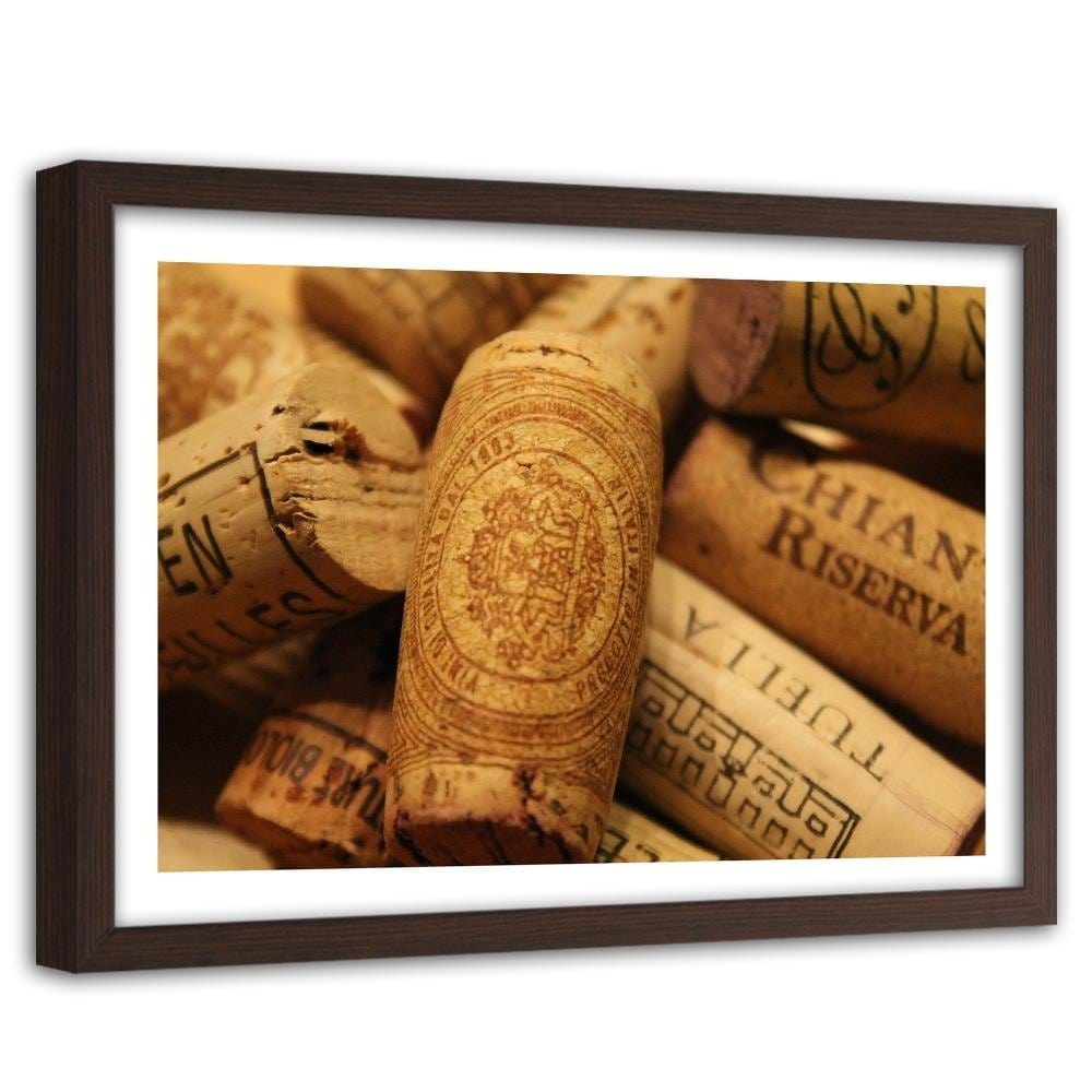 Glezna brūnā rāmī - Wine Corks 1 Home Trends DECO