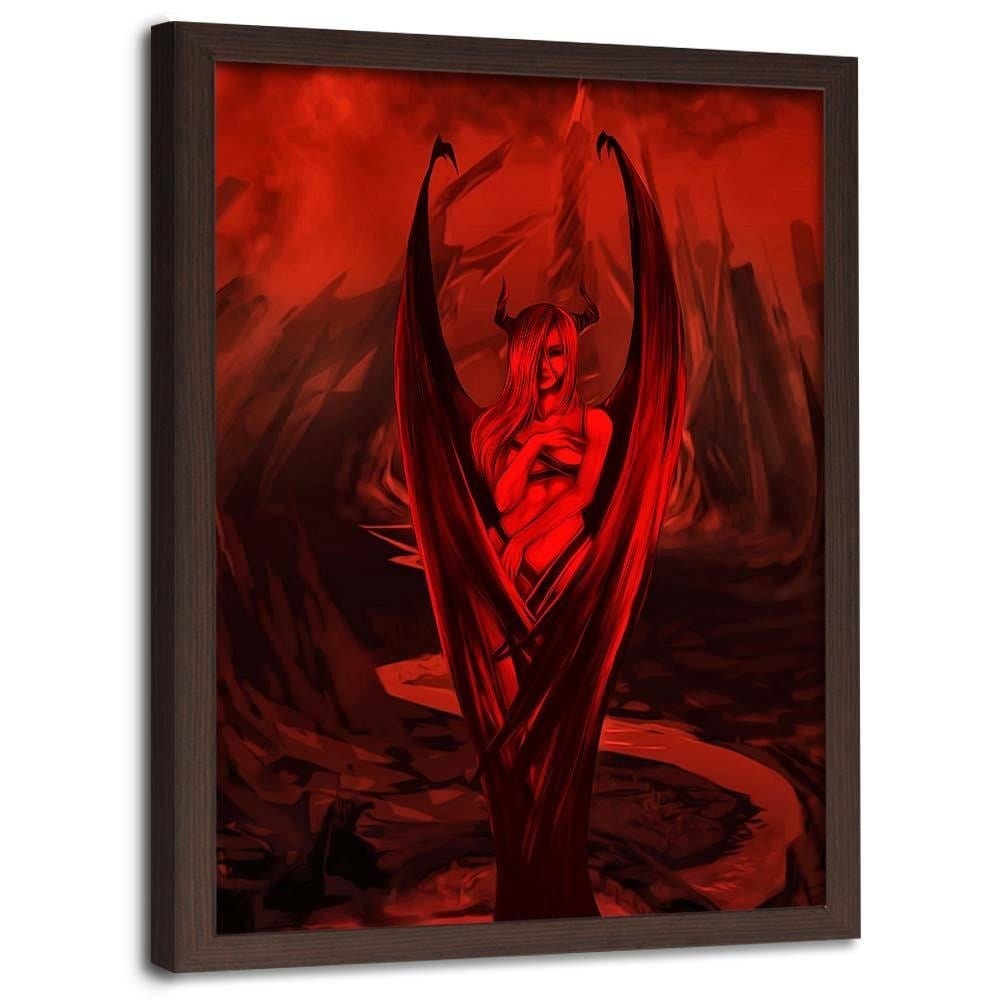Glezna brūnā rāmī - Woman Bat Home Trends DECO