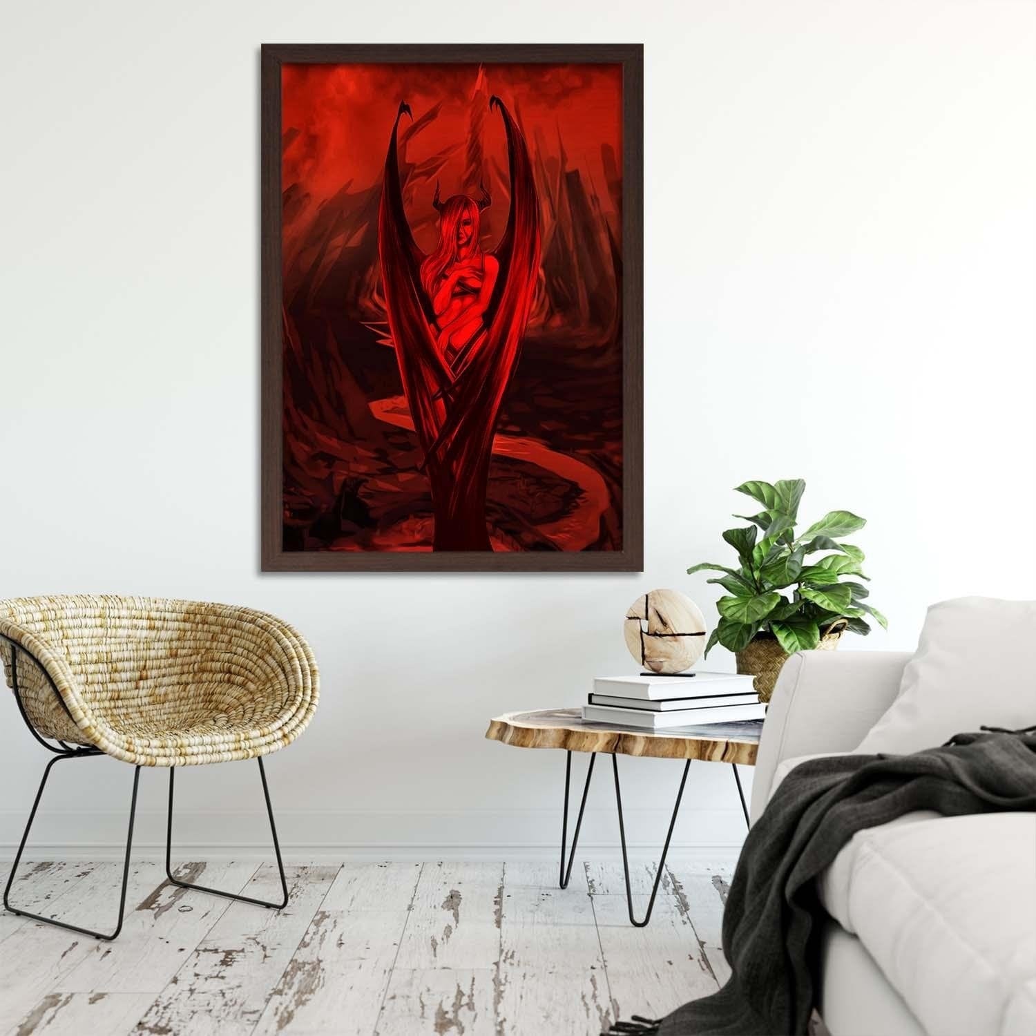 Glezna brūnā rāmī - Woman Bat Home Trends DECO