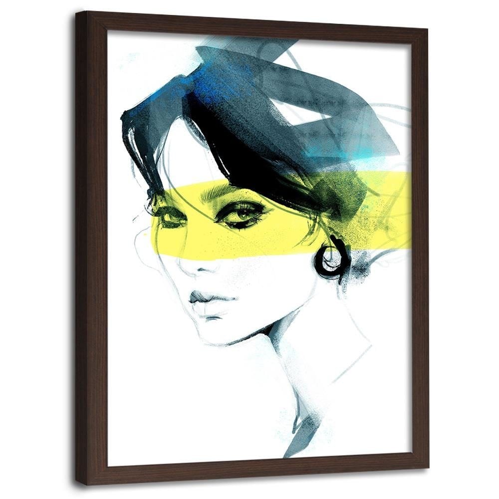 Glezna brūnā rāmī - Woman Watercolour Home Trends DECO