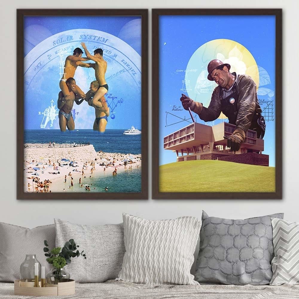 Glezna brūnā rāmī - Wrestling In The Water Home Trends DECO