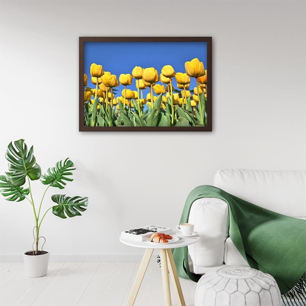 Glezna brūnā rāmī - Yellowe Flowers Home Trends DECO