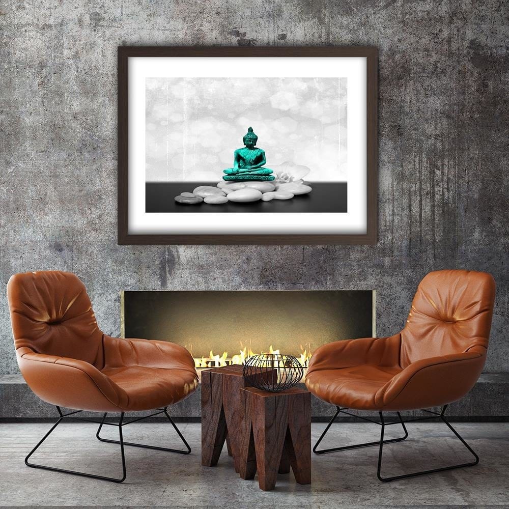 Glezna brūnā rāmī - Zen Buddha On The Rocks Home Trends DECO