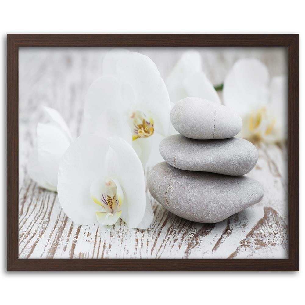 Glezna brūnā rāmī - Zen Flowers And Stones Home Trends DECO