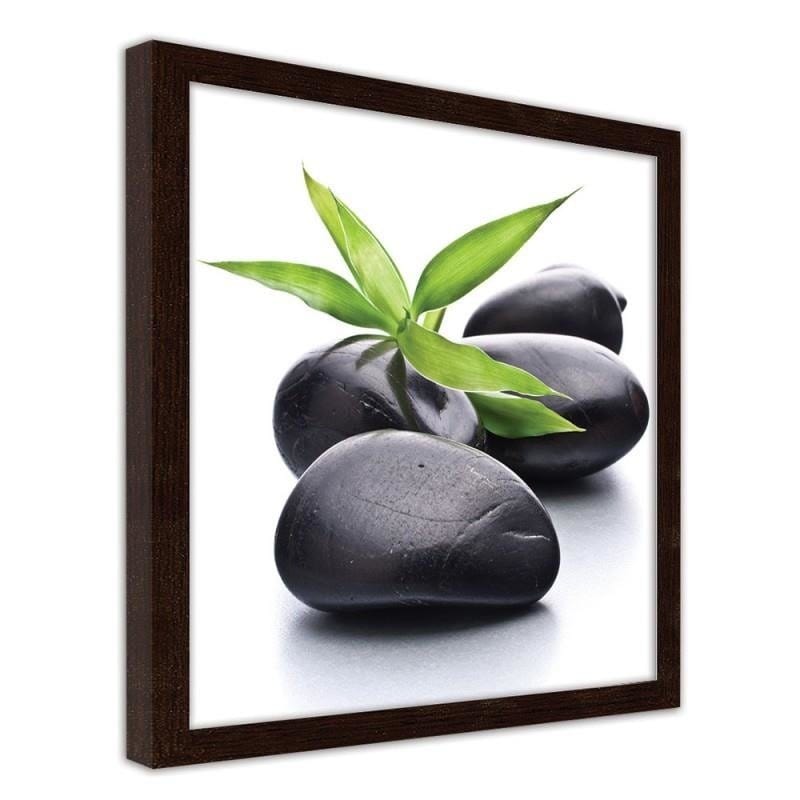 Glezna brūnā rāmī - Zen pebbles and leaves Home Trends DECO