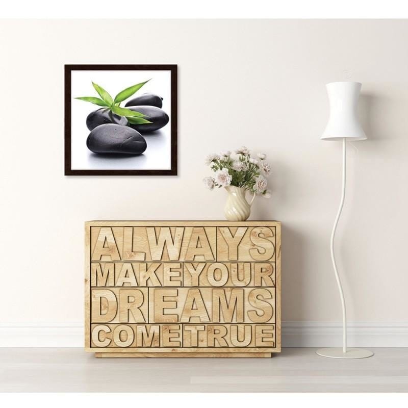 Glezna brūnā rāmī - Zen pebbles and leaves Home Trends DECO
