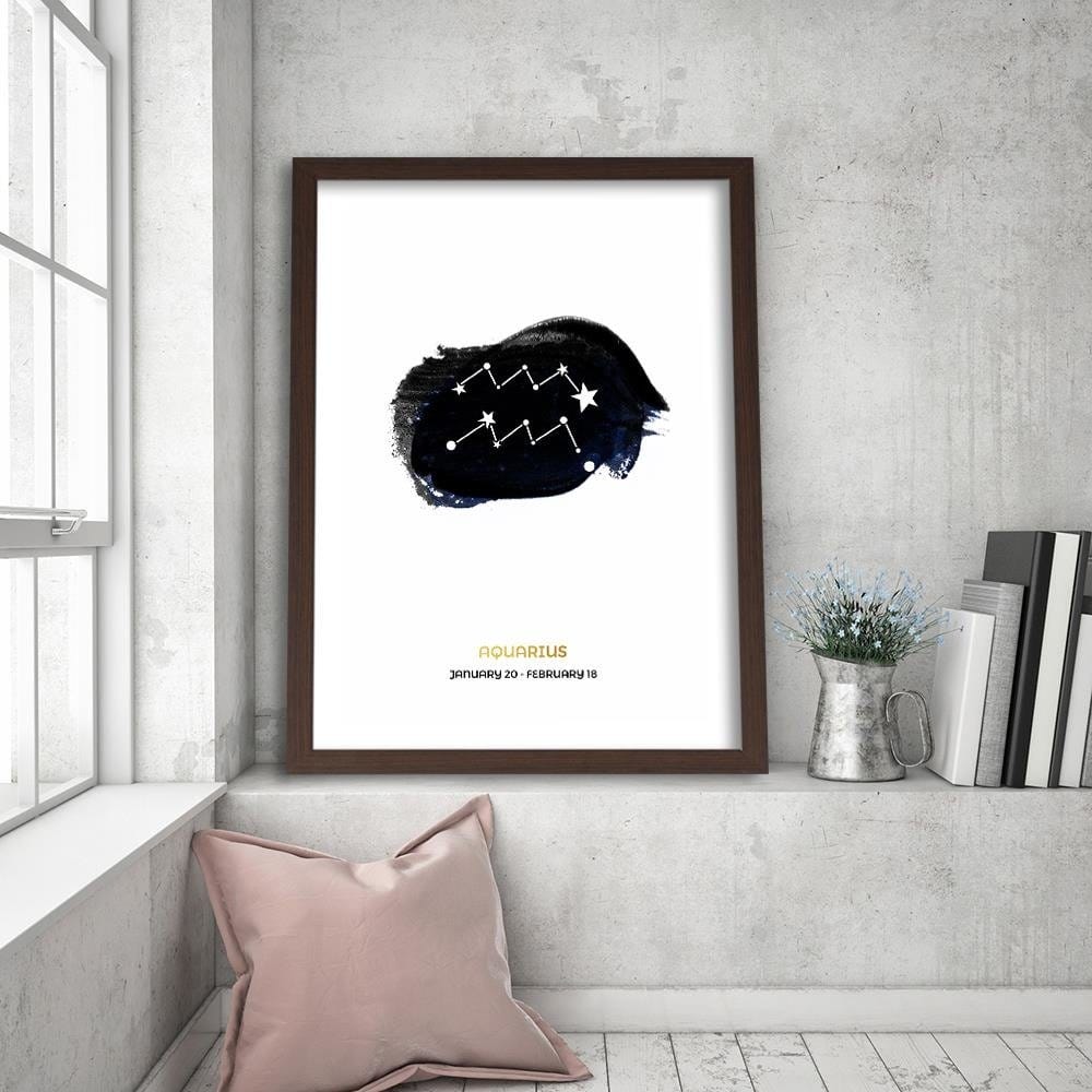 Glezna brūnā rāmī - Zodiac Sign Aquarius Home Trends DECO