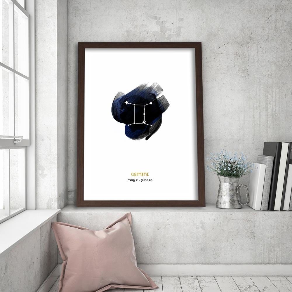 Glezna brūnā rāmī - Zodiac Sign Gemini Home Trends DECO