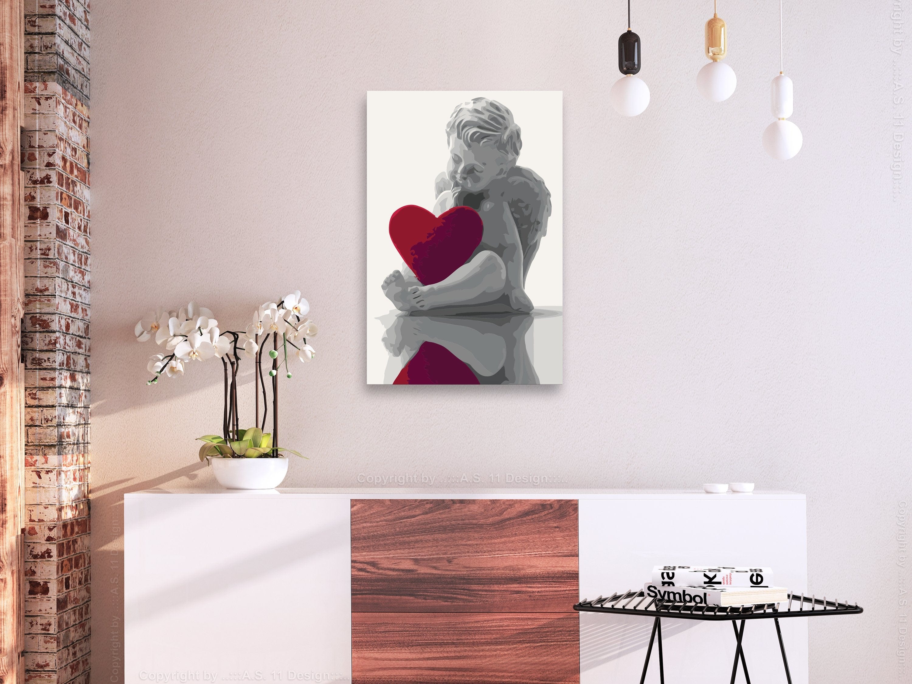 Glezna izkrāso pēc cipariem - Angel (Red Heart) 40x60 cm Artgeist