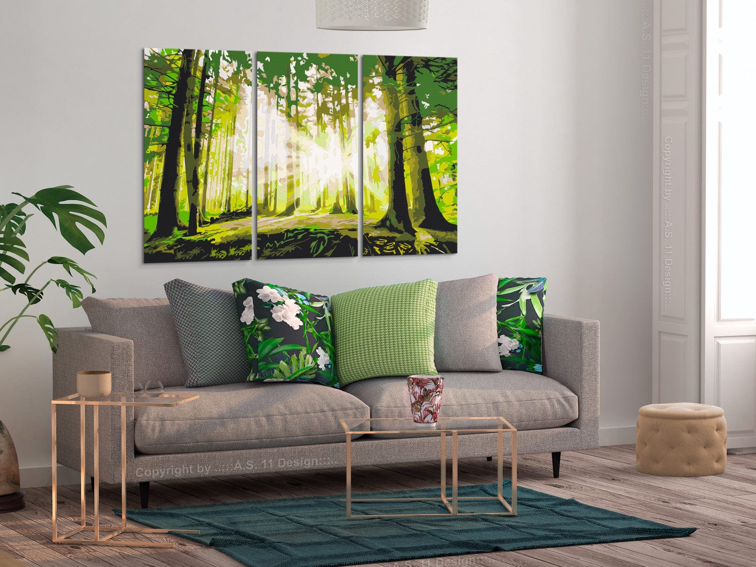 Glezna izkrāso pēc cipariem ar mežu - Pavasara mežs, 120x80 cm Artgeist
