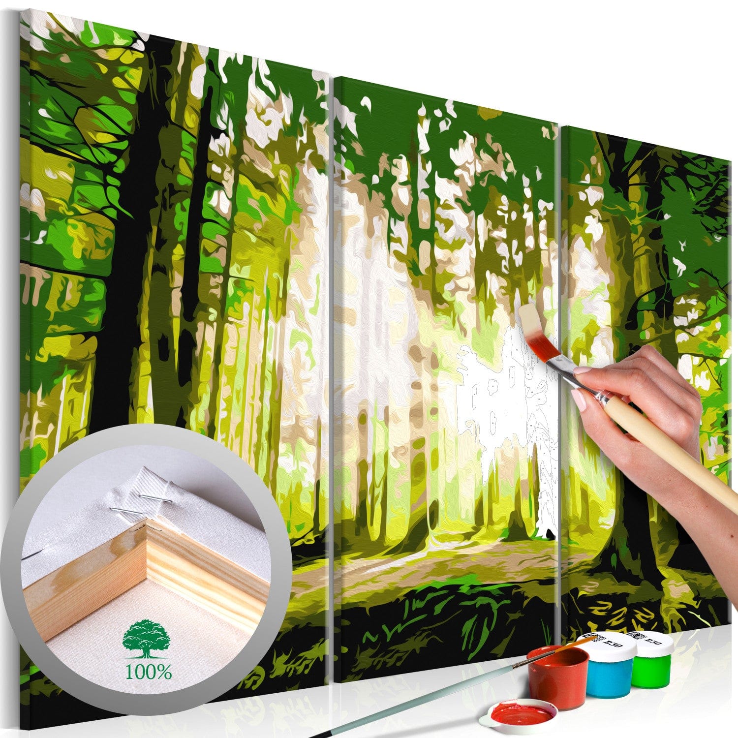 Glezna izkrāso pēc cipariem ar mežu - Pavasara mežs, 120x80 cm Artgeist
