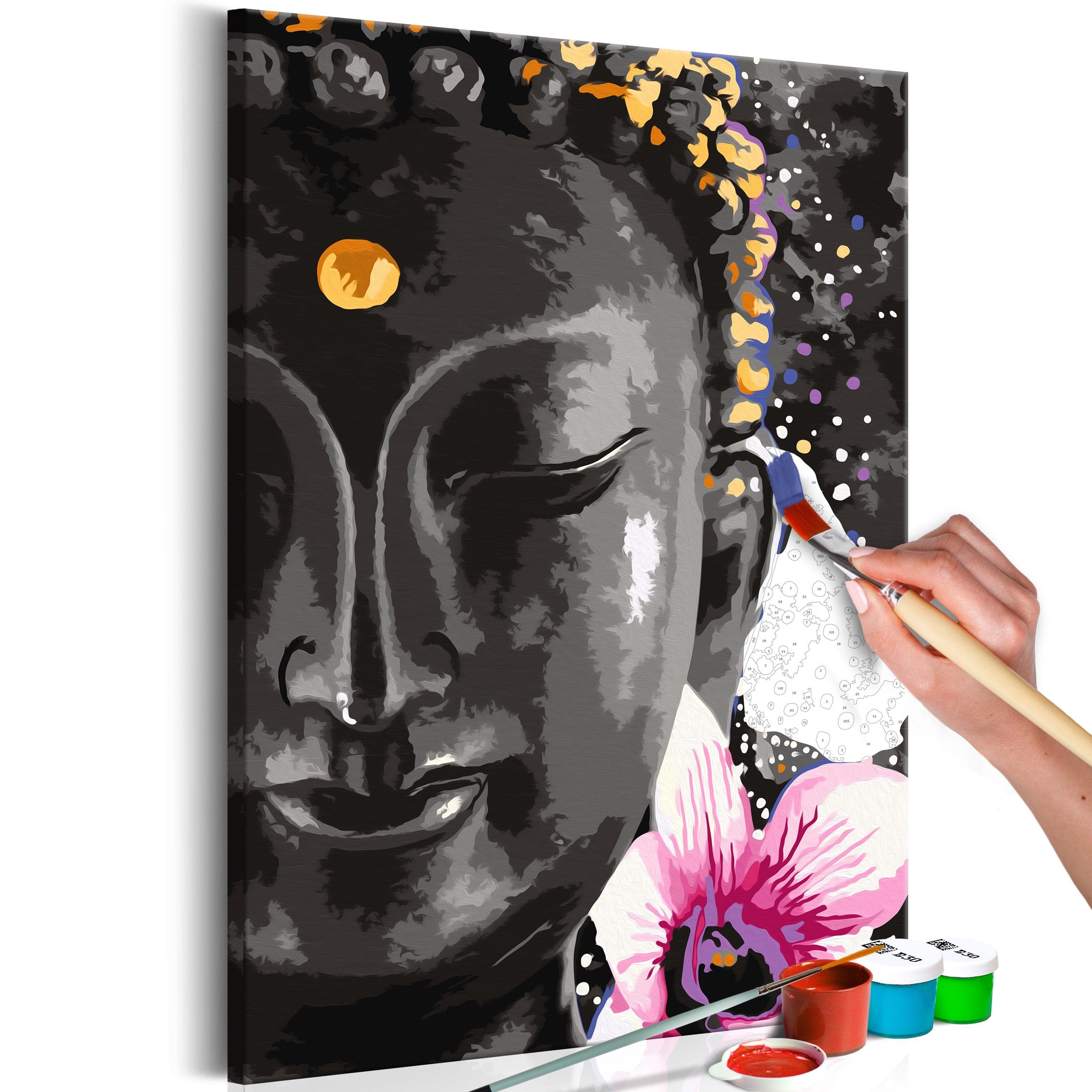 Glezna izkrāso pēc cipariem - Buddha and Flower 40x60 cm Artgeist