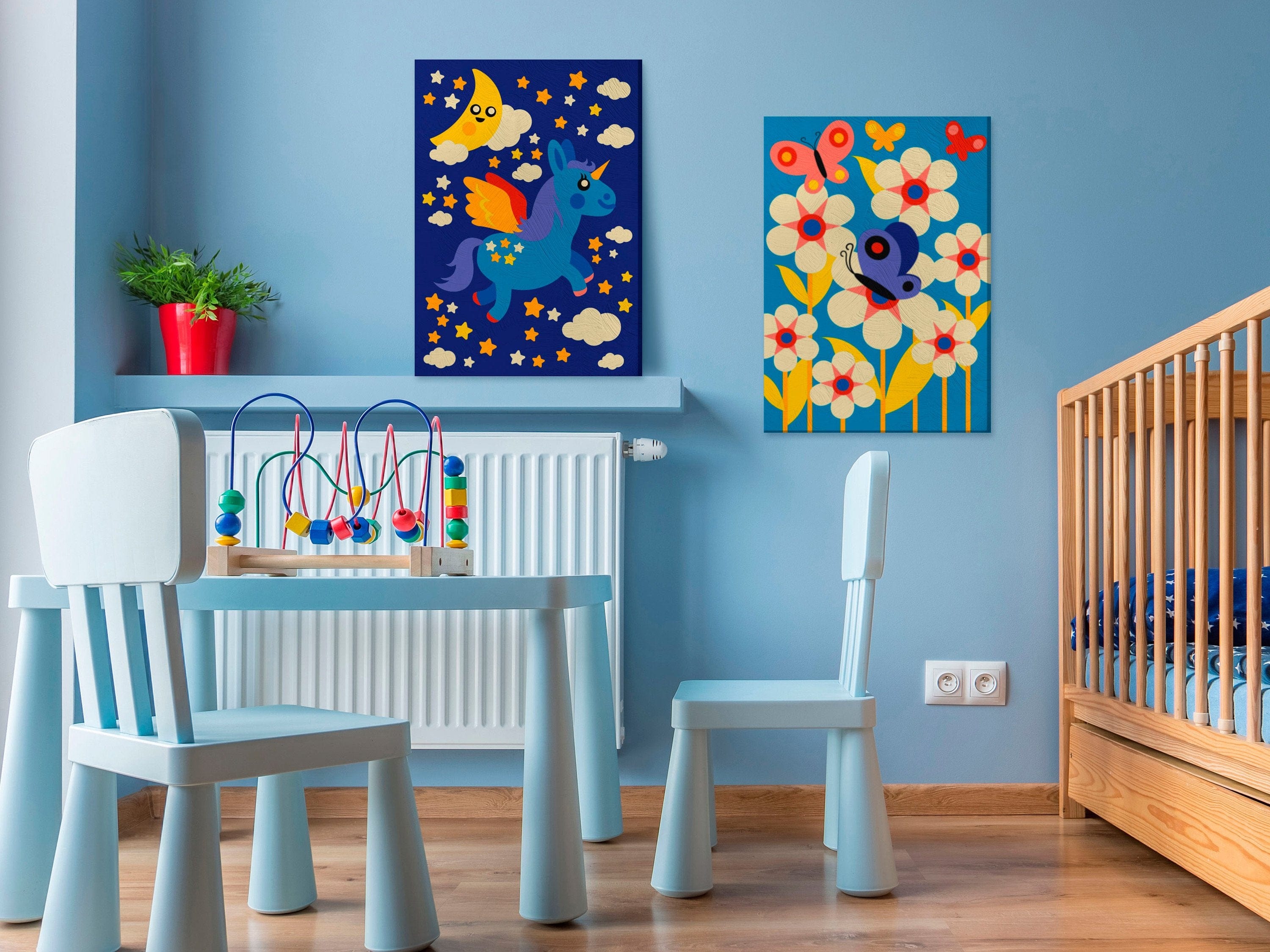 Glezna izkrāso pēc cipariem - Butterfly & Unicorn 33 x 23 cm Artgeist