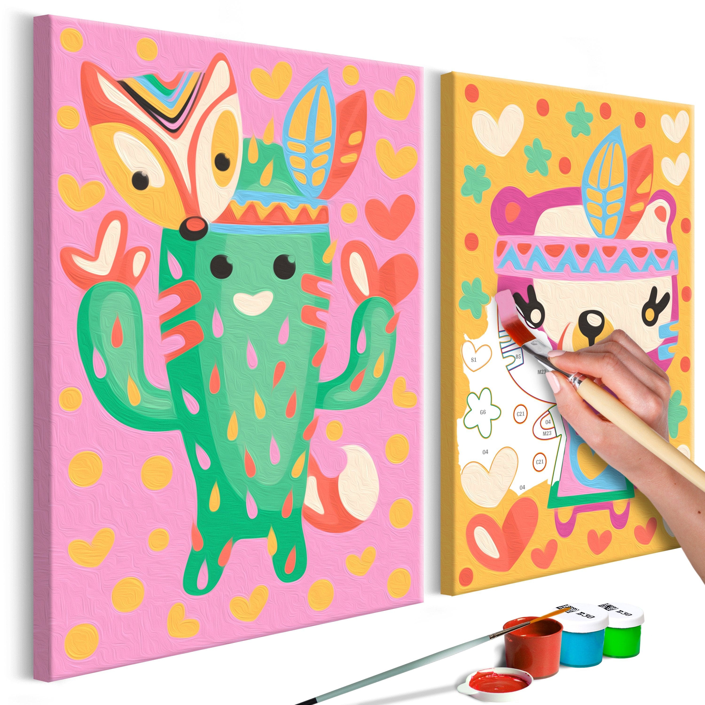 Glezna izkrāso pēc cipariem - Cactus & Bear 33 x 23 cm Artgeist