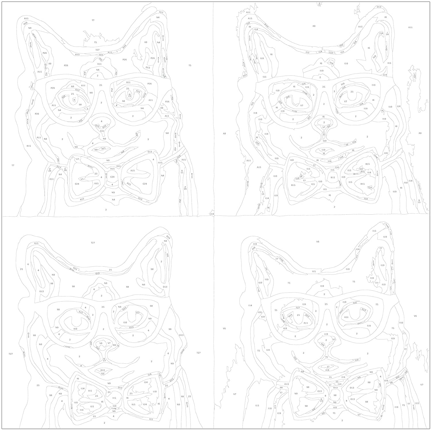 Glezna izkrāso pēc cipariem - Cats With Glasses 40x40 cm Artgeist