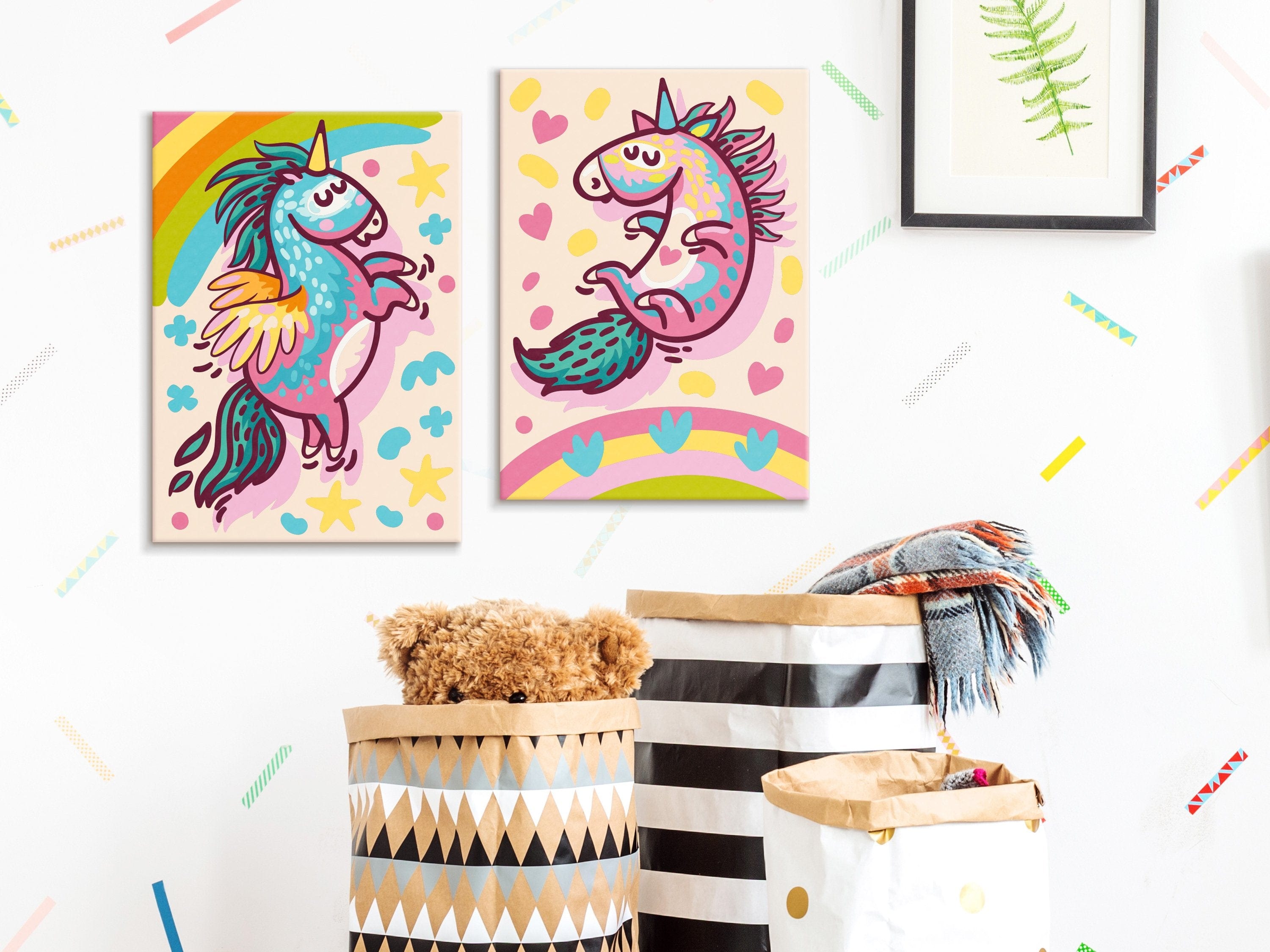 Glezna izkrāso pēc cipariem - Chubby Unicorns 33x23 cm Artgeist