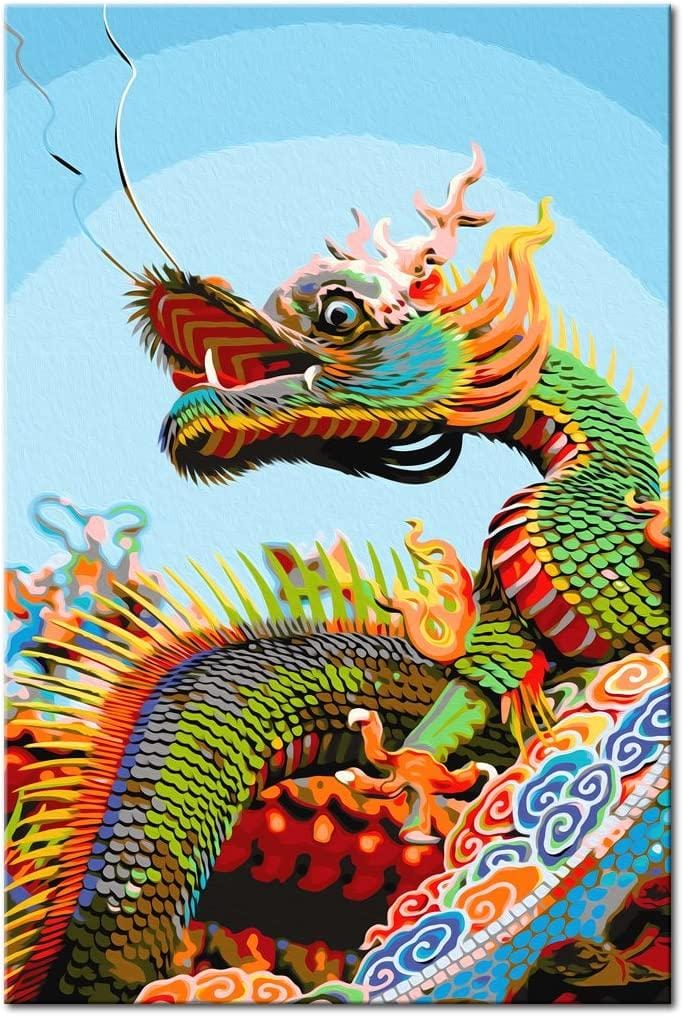 Glezna izkrāso pēc cipariem - Colourful Dragon 40x60 cm Artgeist