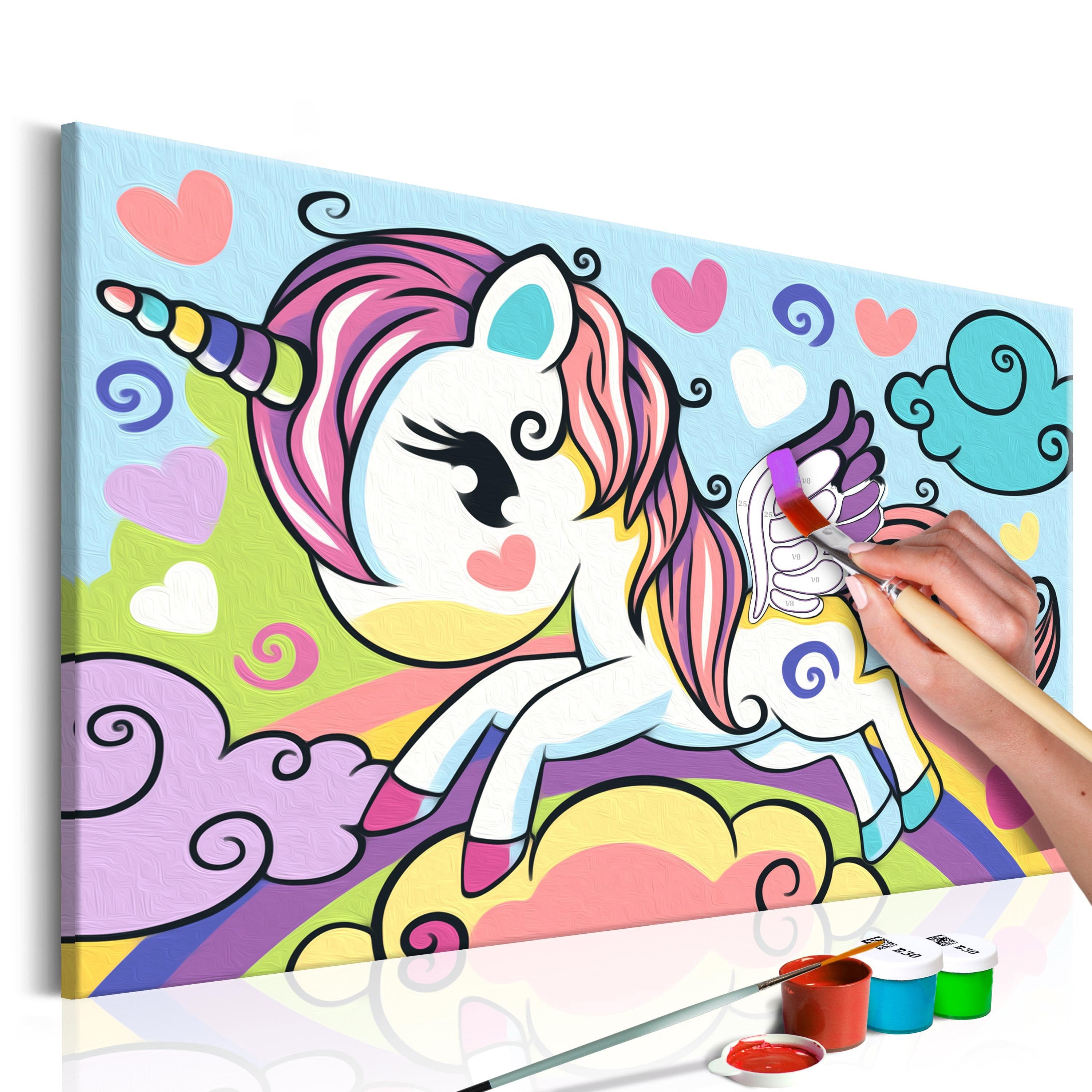 Glezna izkrāso pēc cipariem - Colourful Unicorn 33 x 23 cm Artgeist
