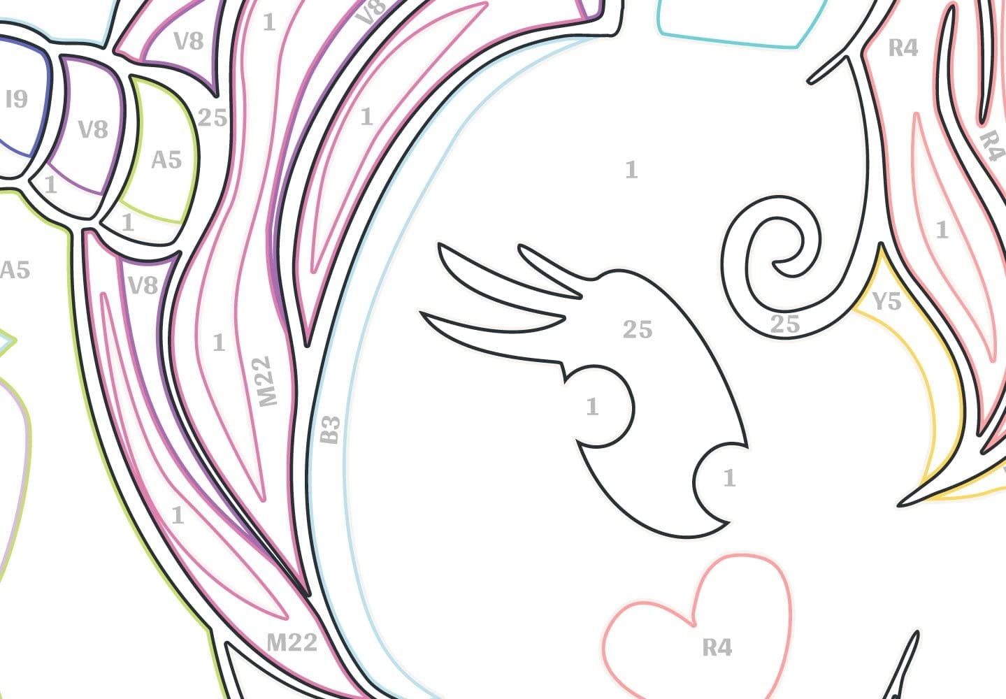 Glezna izkrāso pēc cipariem - Colourful Unicorn 33 x 23 cm Artgeist