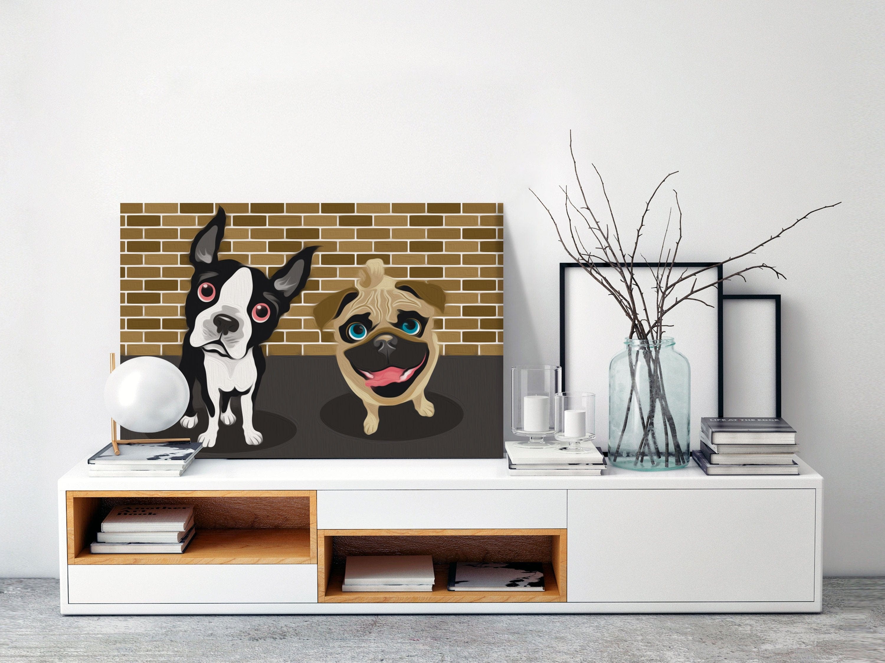 Glezna izkrāso pēc cipariem - Cute Dogs 60x40 cm Artgeist