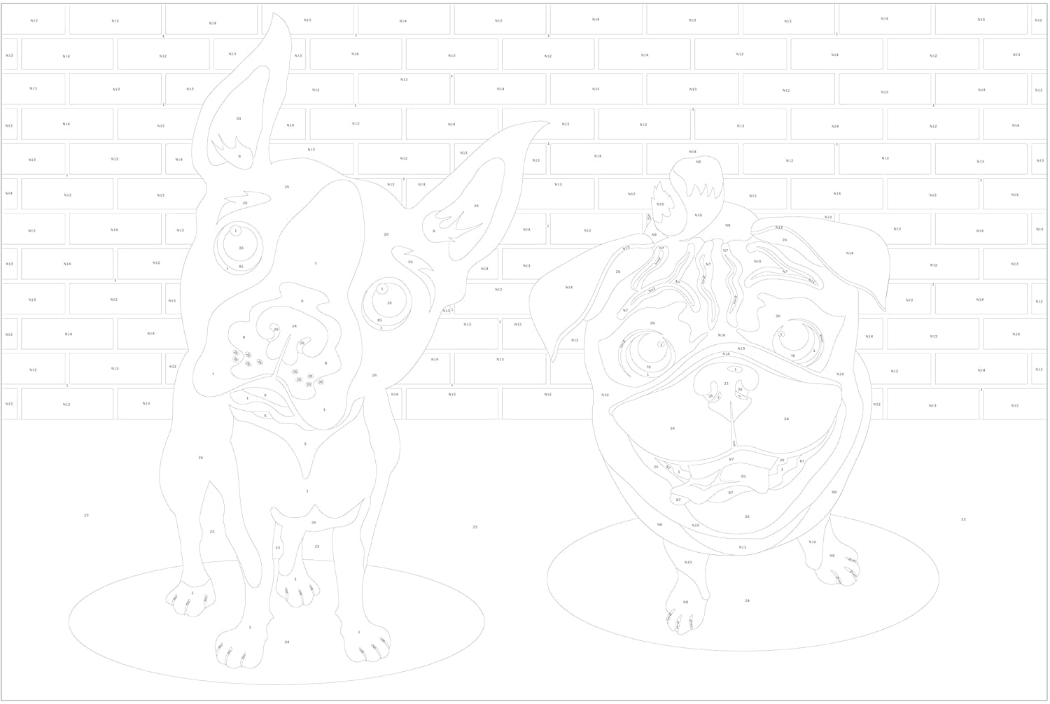 Glezna izkrāso pēc cipariem - Cute Dogs 60x40 cm Artgeist