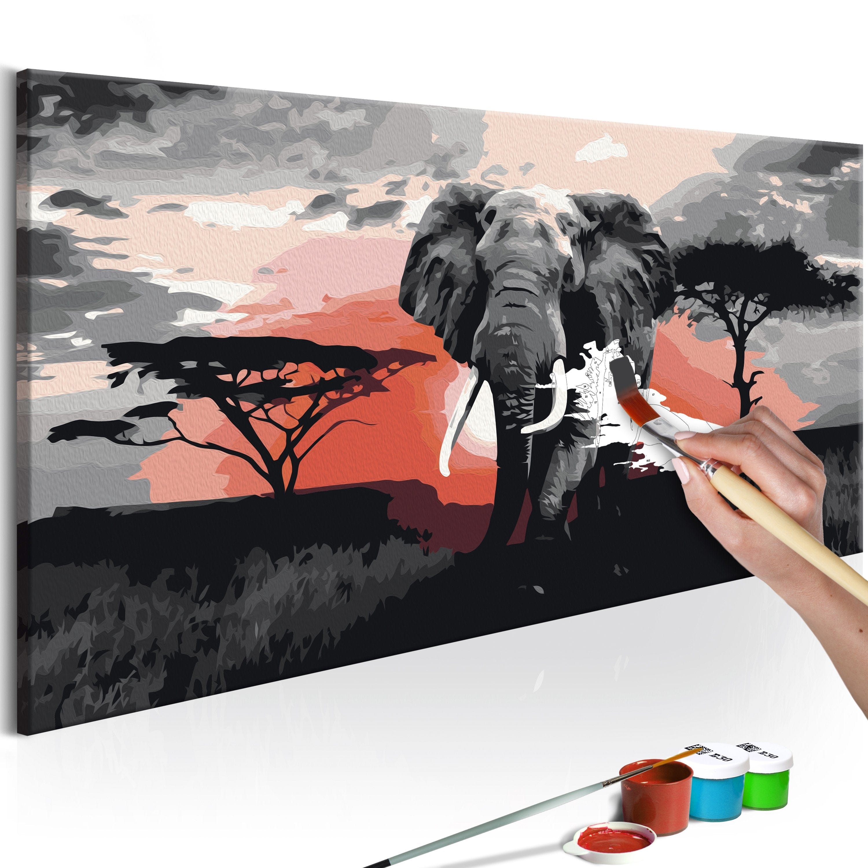 Glezna izkrāso pēc cipariem - Elephant (Africa) 80x40cm Artgeist