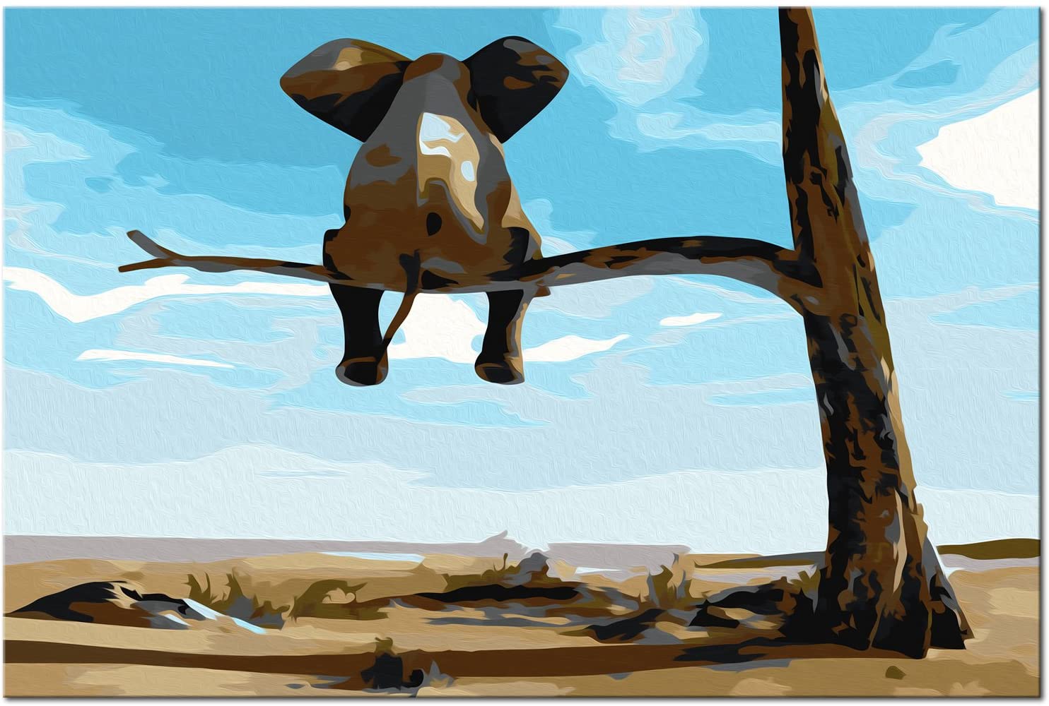 Glezna izkrāso pēc cipariem - Elephant In A Tree 60x40 cm Artgeist