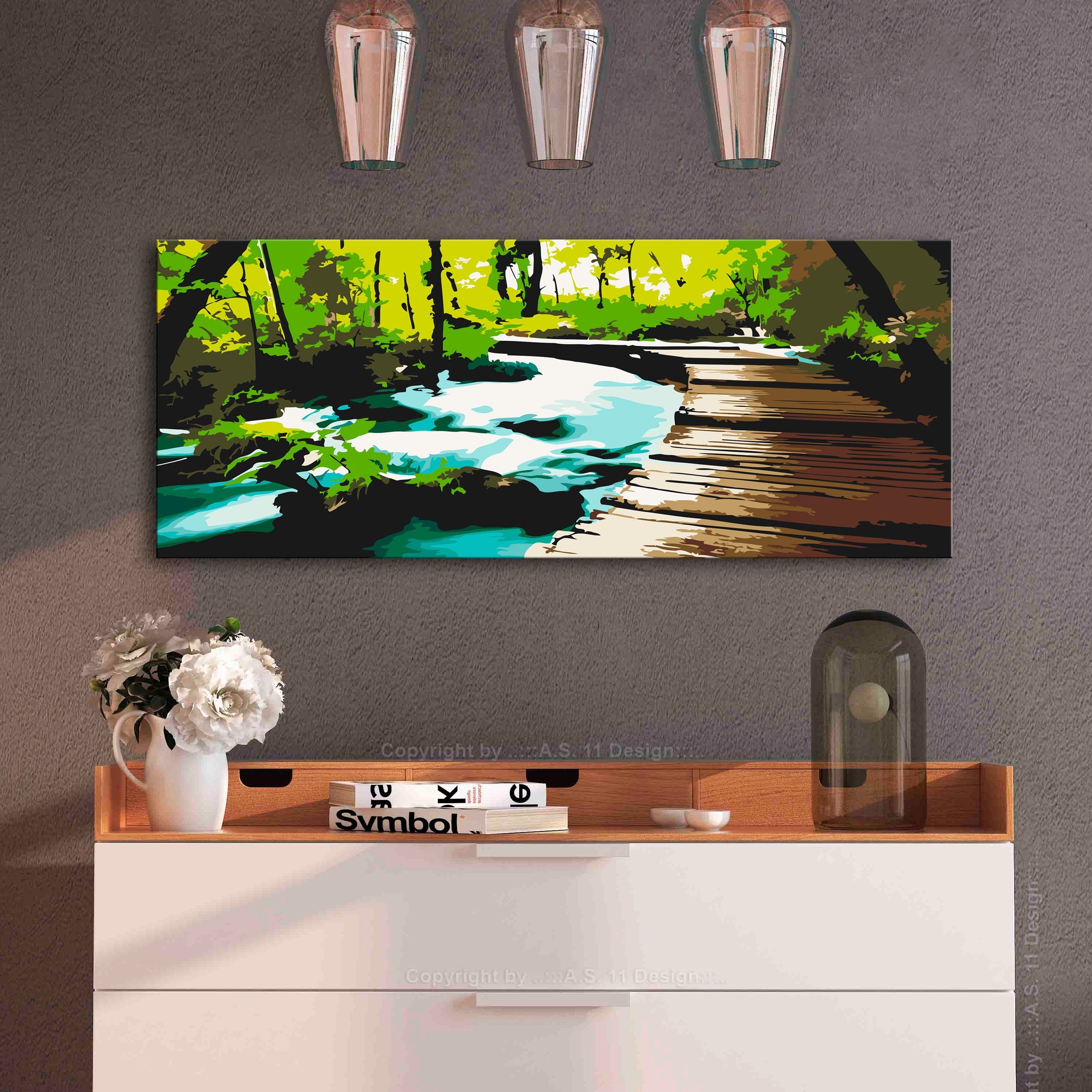Glezna izkrāso pēc cipariem - Footbridge 100x40 cm Artgeist