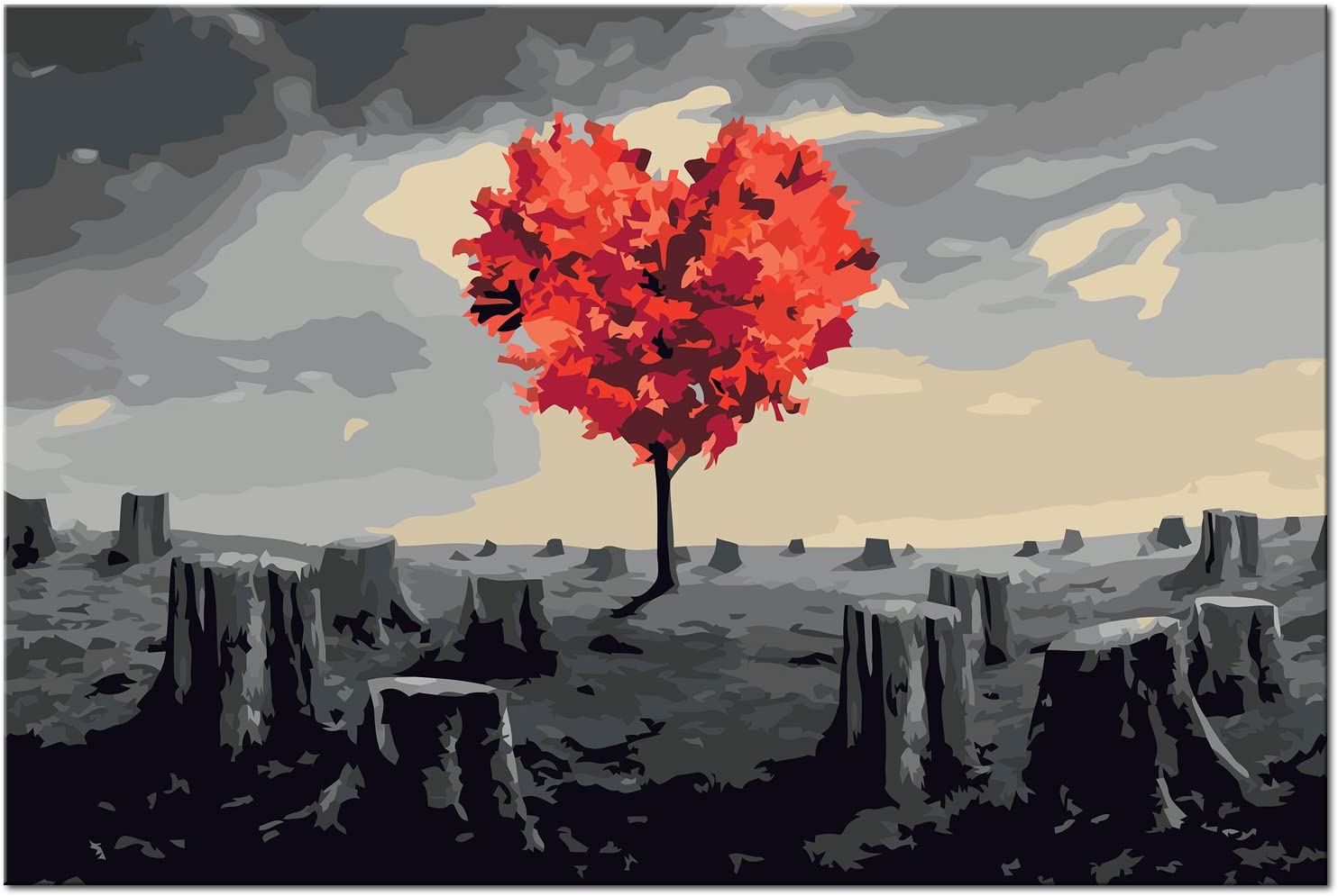 Glezna izkrāso pēc cipariem - Heart-Shaped Tree 60x40 cm Artgeist