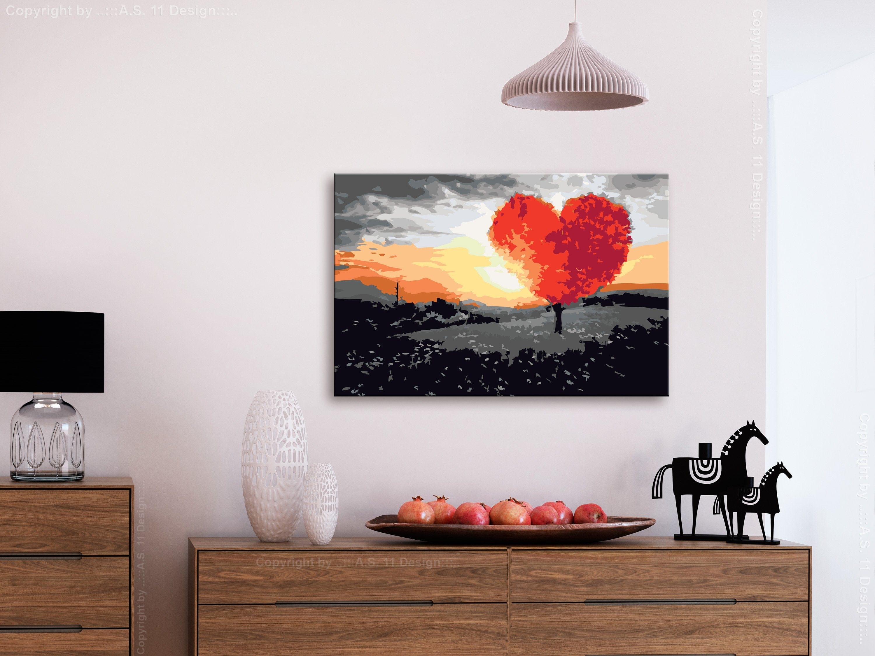 Glezna izkrāso pēc cipariem - Heart-Shaped Tree 60x40 cm Artgeist