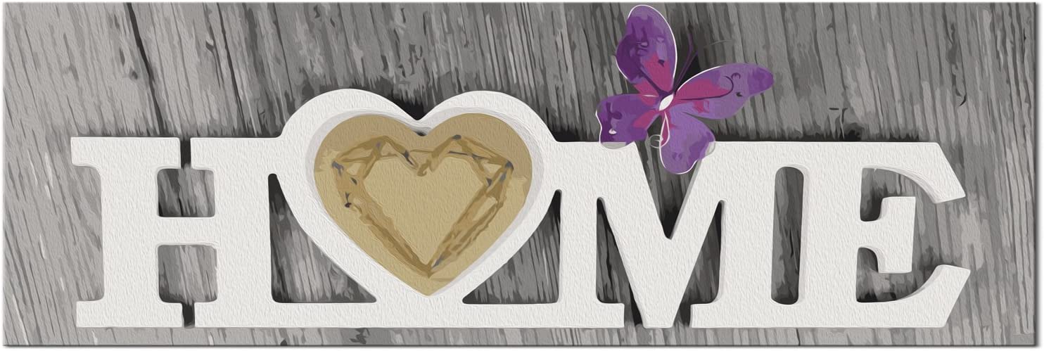 Glezna izkrāso pēc cipariem - Home and Butterfly 90x30 cm Artgeist