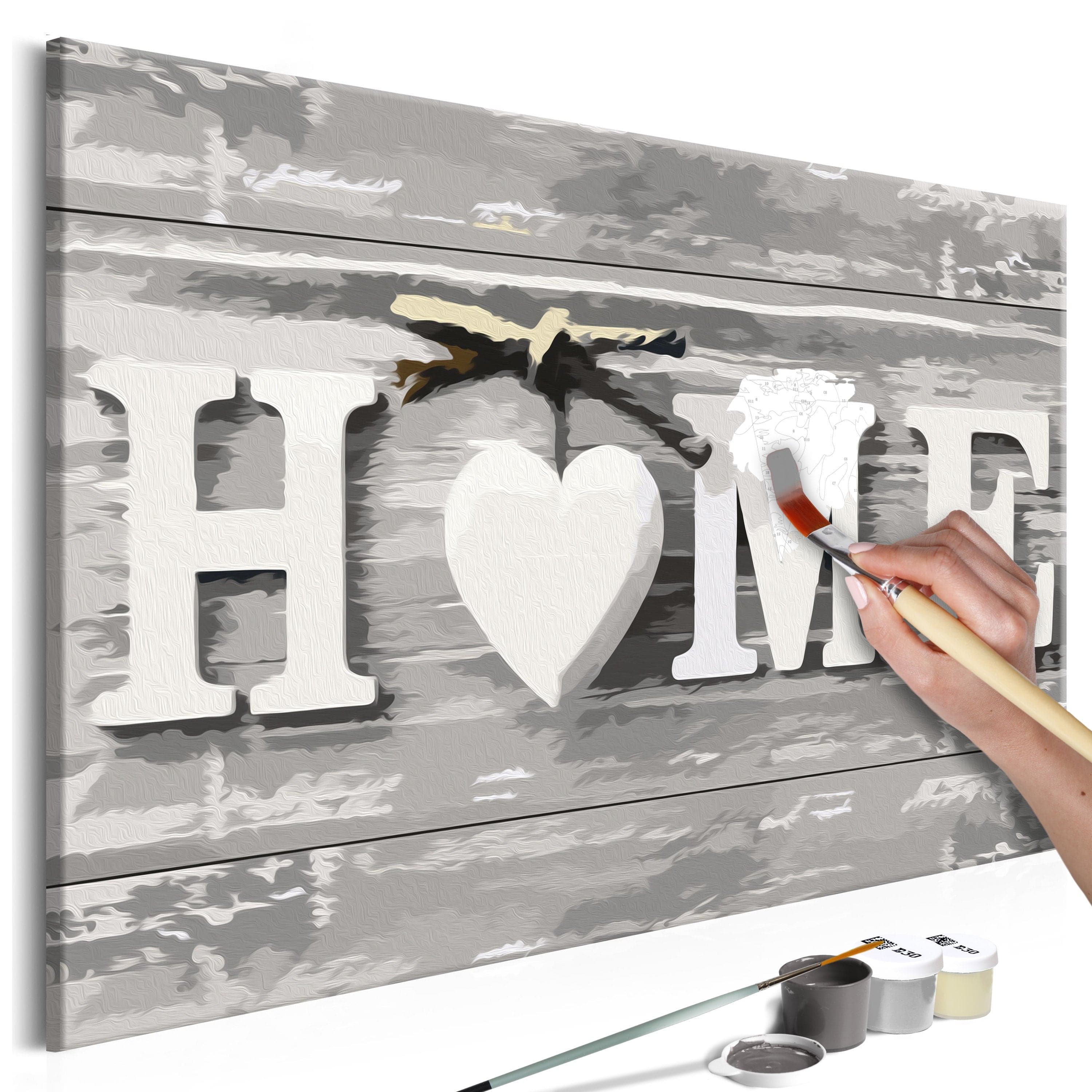 Glezna izkrāso pēc cipariem - Home (Burti) 60x40 cm Artgeist