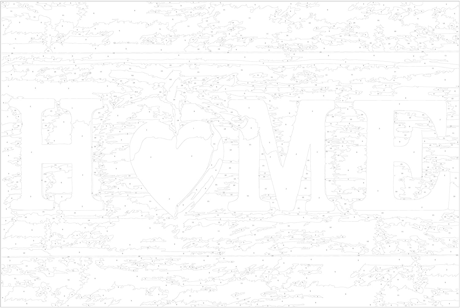 Glezna izkrāso pēc cipariem - Home (Burti) 60x40 cm Artgeist