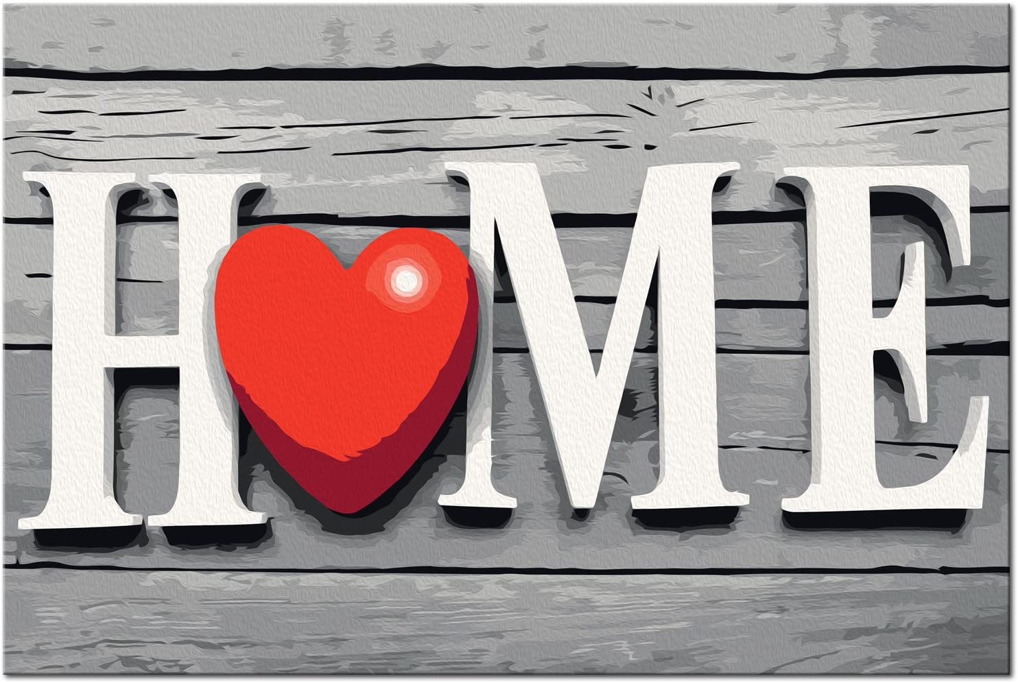 Glezna izkrāso pēc cipariem - Home with Red Heart 60x40 cm Artgeist