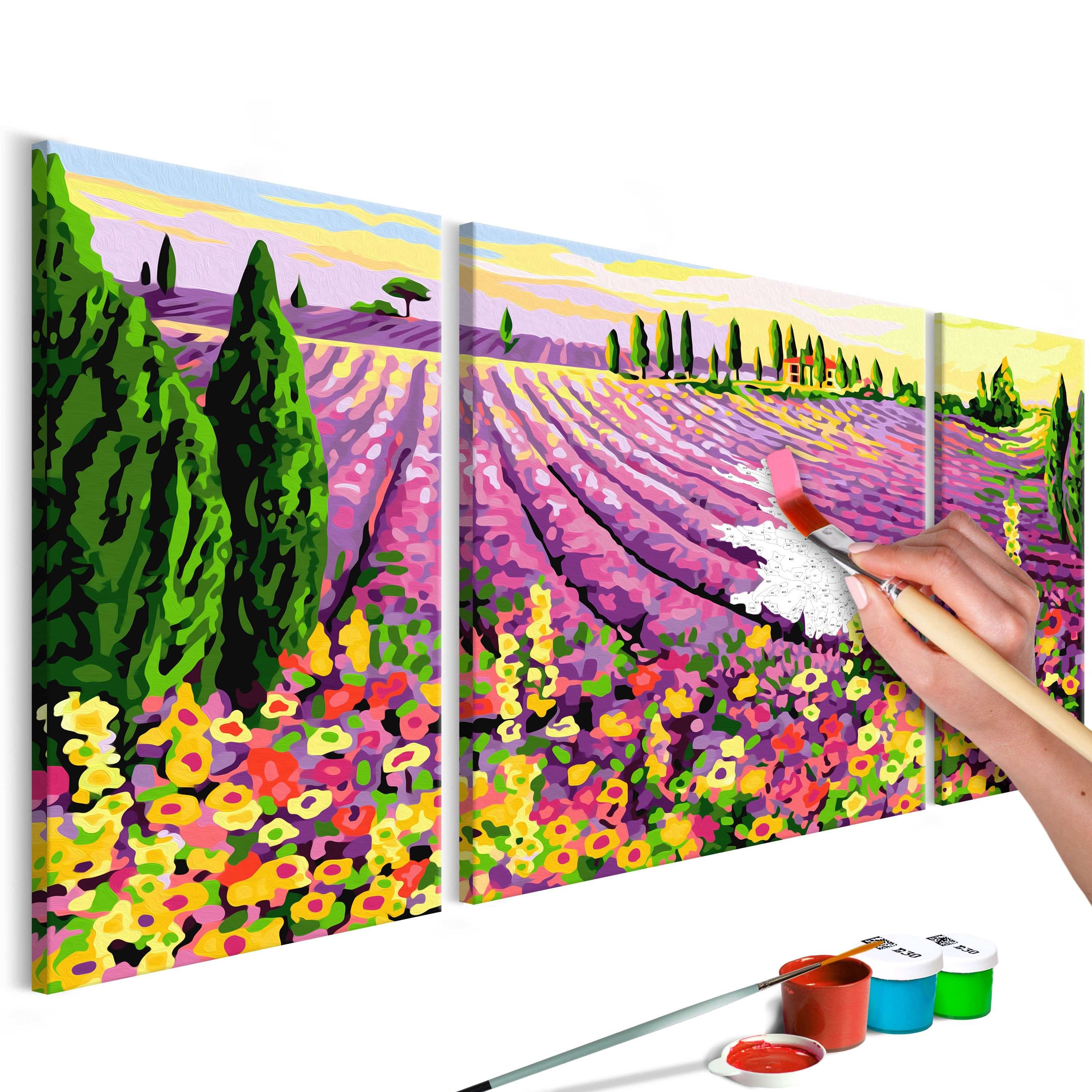 Glezna izkrāso pēc cipariem - Lavender Field 80x50 cm Artgeist
