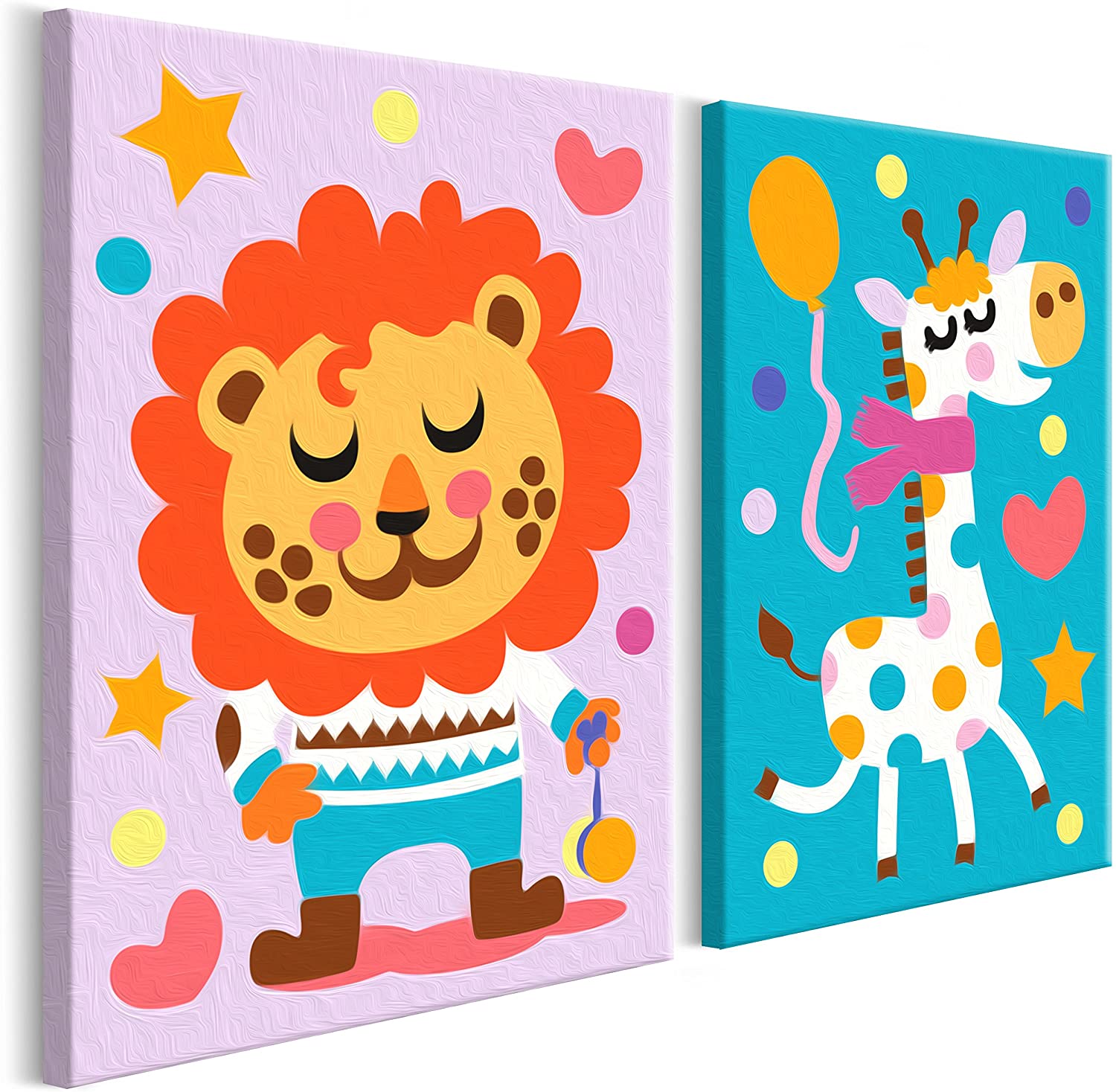 Glezna izkrāso pēc cipariem - Lion & Giraffe 33x23 cm Artgeist