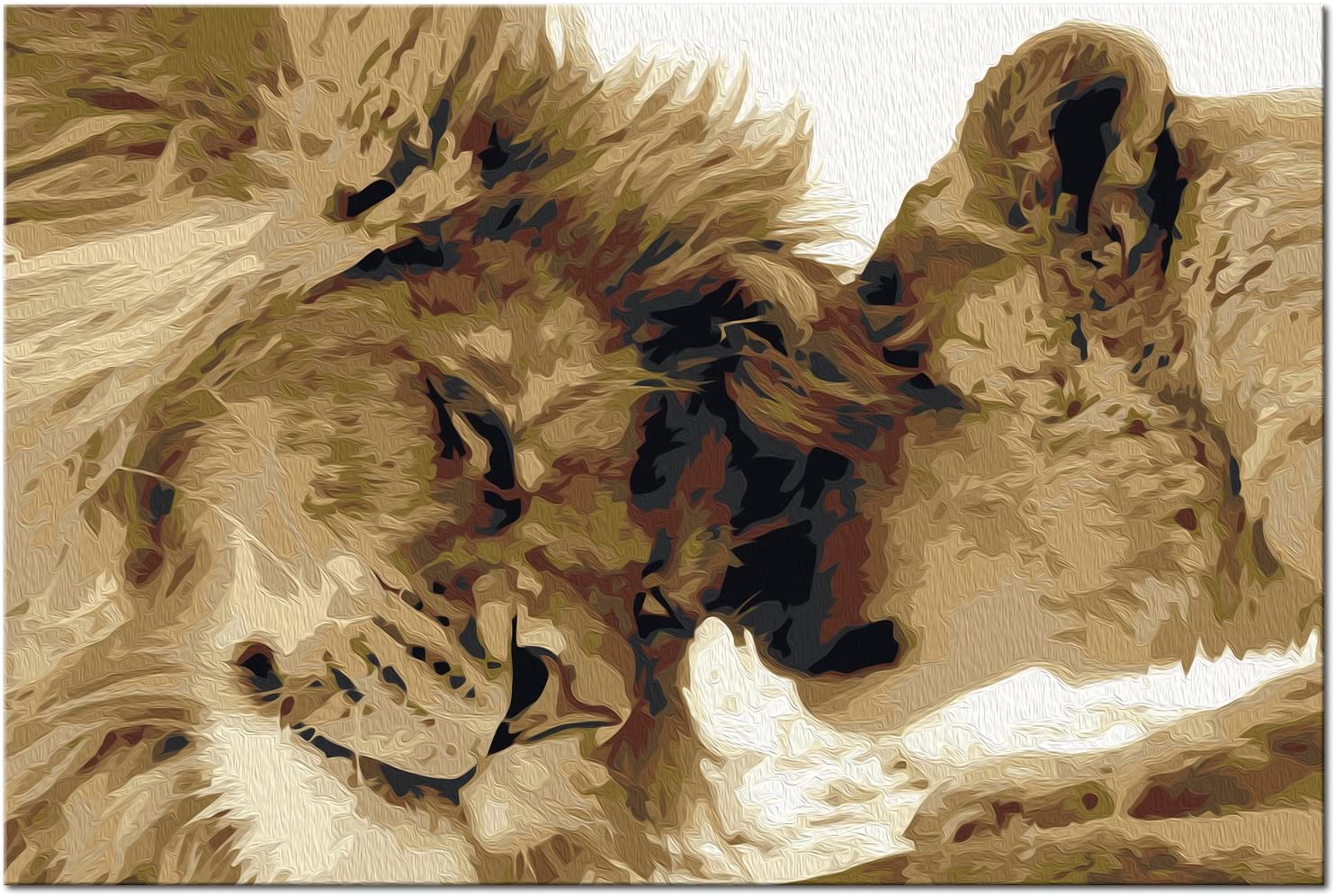 Glezna izkrāso pēc cipariem - Lions In Love 60x40 cm Artgeist
