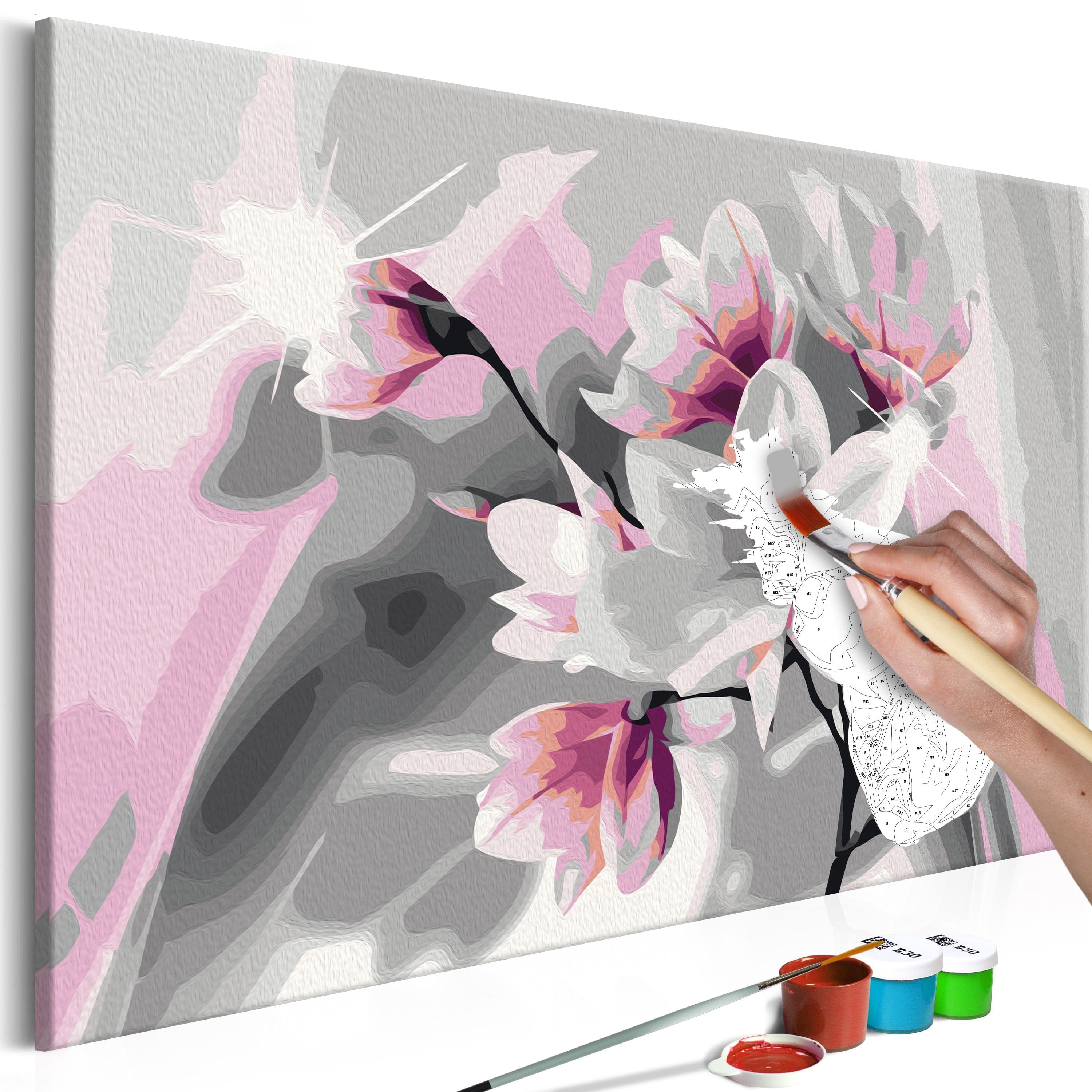 Glezna izkrāso pēc cipariem - Magnolia (Grey Background) 60x40 cm Artgeist