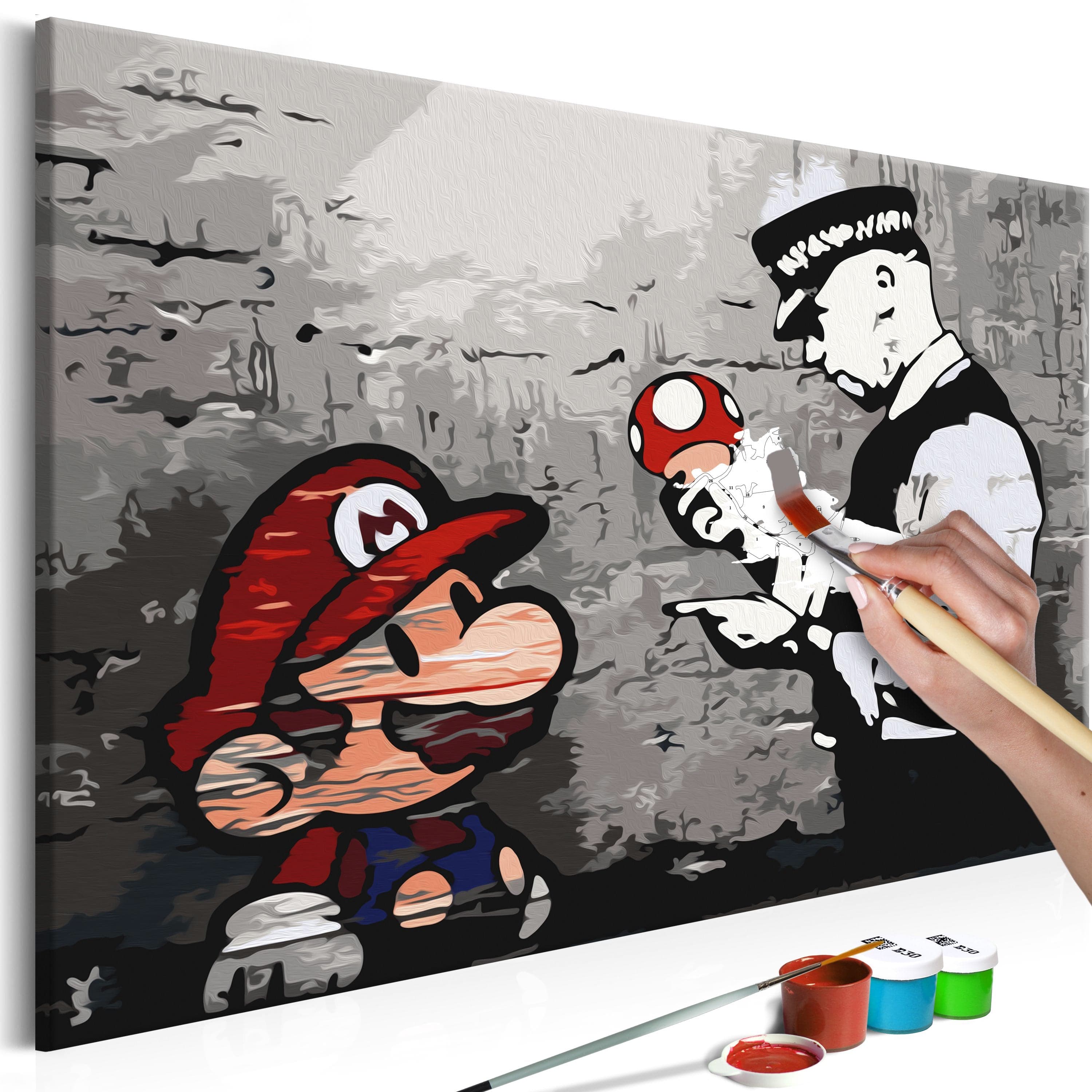 Glezna izkrāso pēc cipariem - Mario (Banksy) 60x40 cm Artgeist