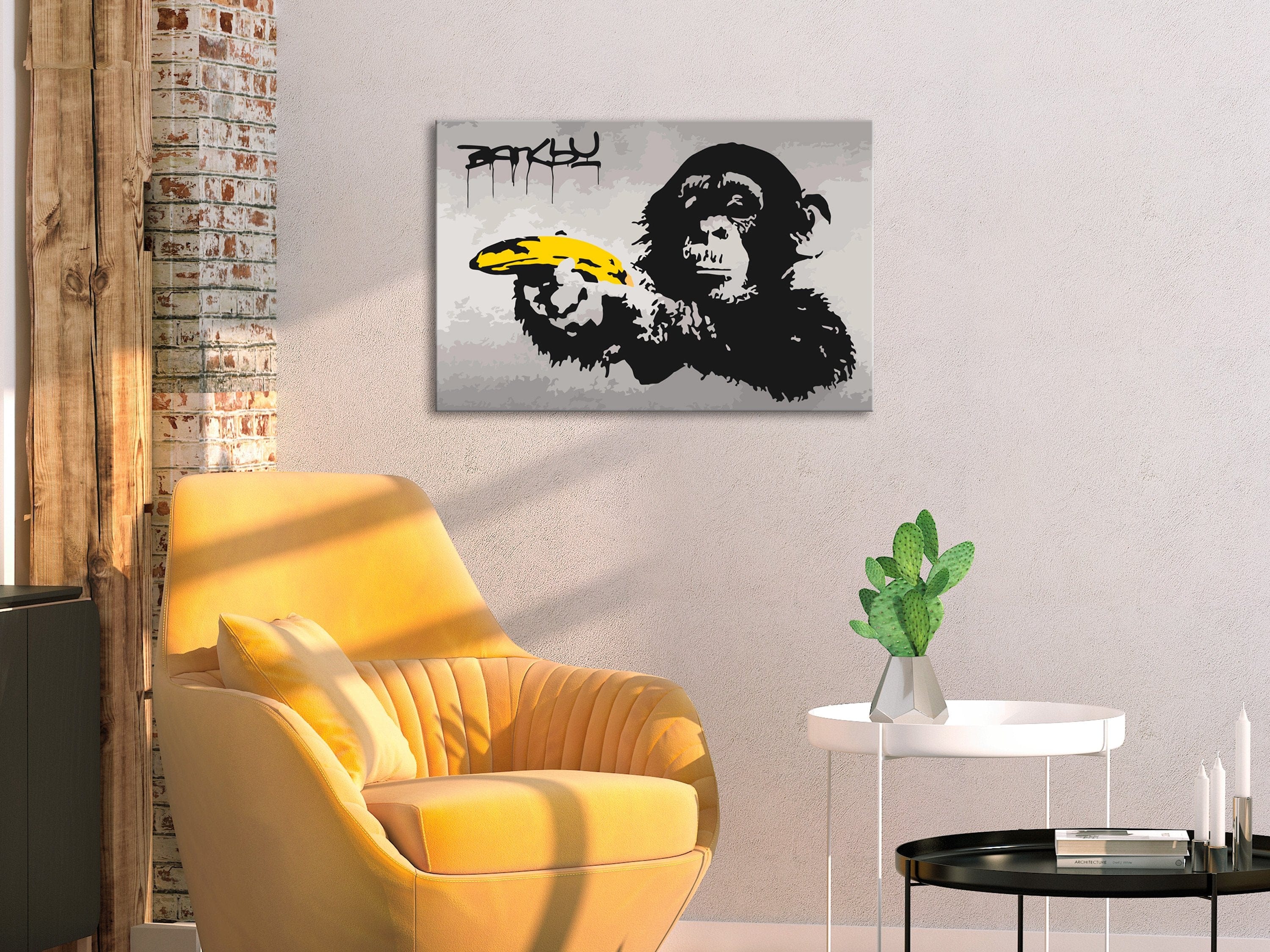 Glezna izkrāso pēc cipariem - Monkey (Banksy Street Art Graffiti) 60x40 cm Artgeist