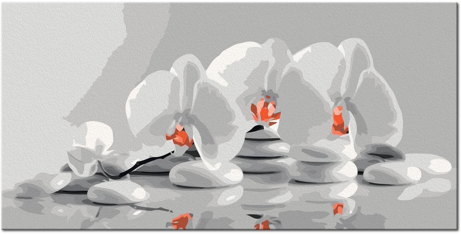 Glezna izkrāso pēc cipariem - Orchid (white & grey) 80x40 cm Artgeist