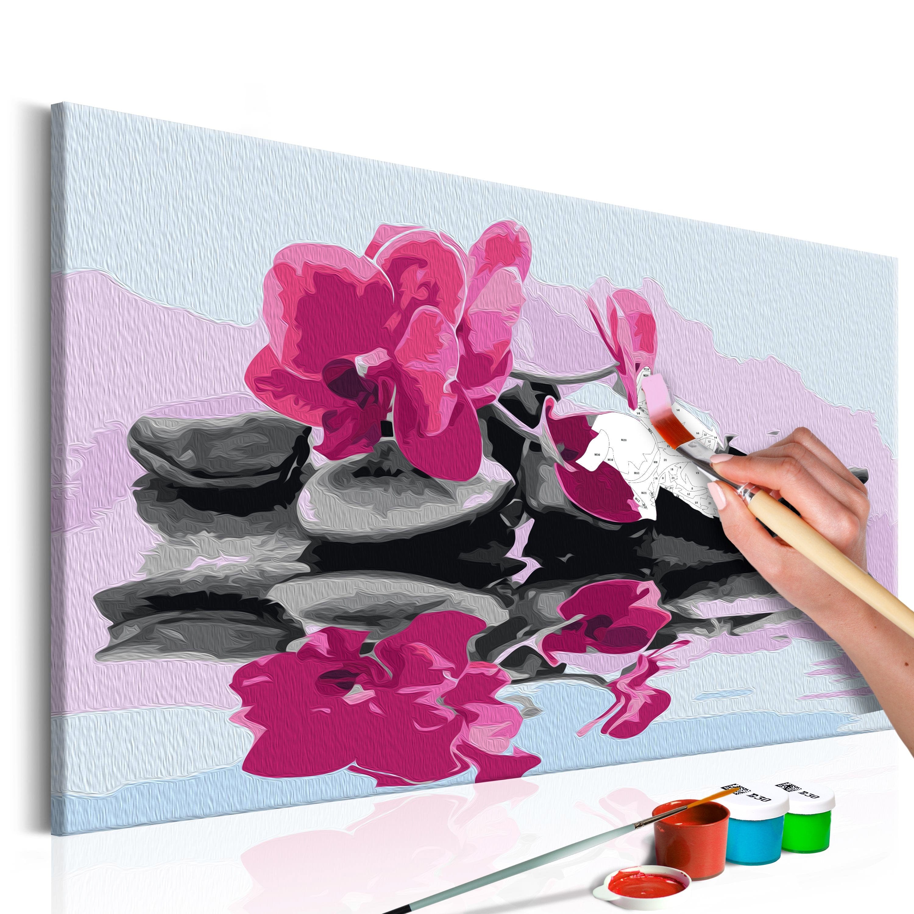 Glezna izkrāso pēc cipariem - Orchid With Zen Stones 60x40 cm Artgeist
