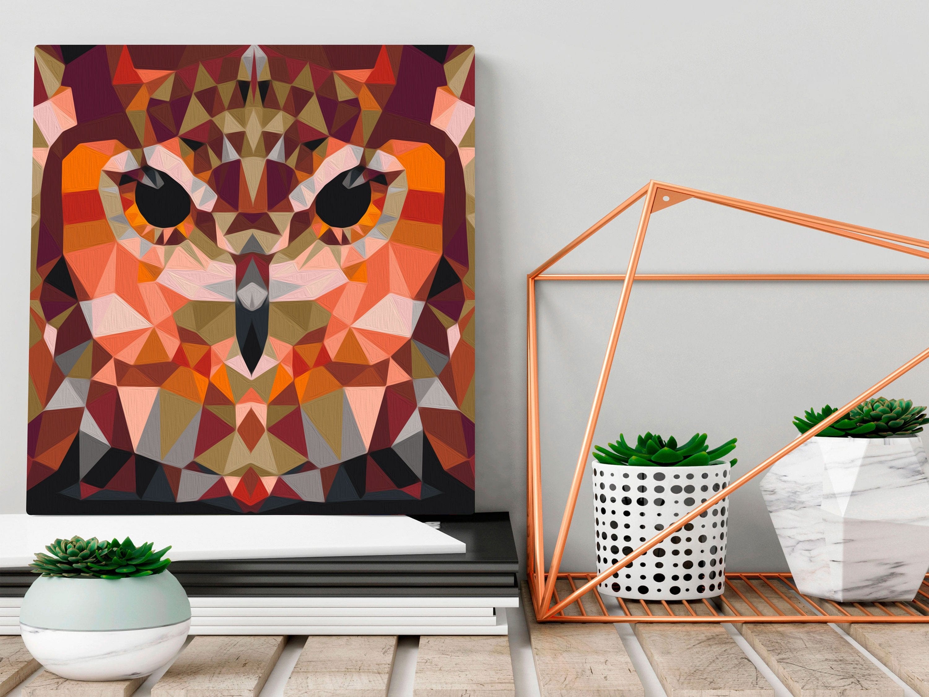 Glezna izkrāso pēc cipariem - Owl (Geometrical) 40x40 cm Artgeist