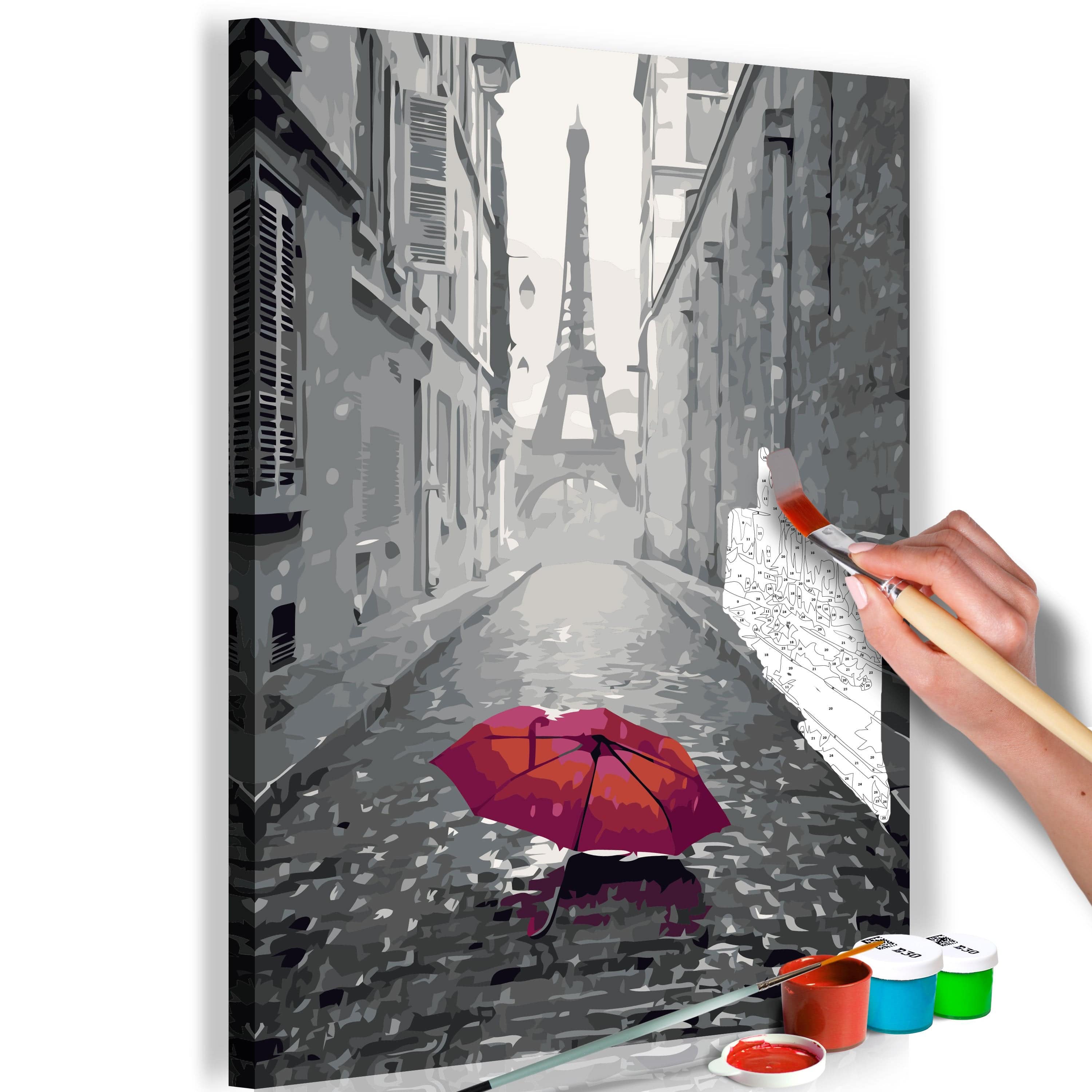 Glezna izkrāso pēc cipariem - Paris (Red Umbrella) 40x60 cm Artgeist