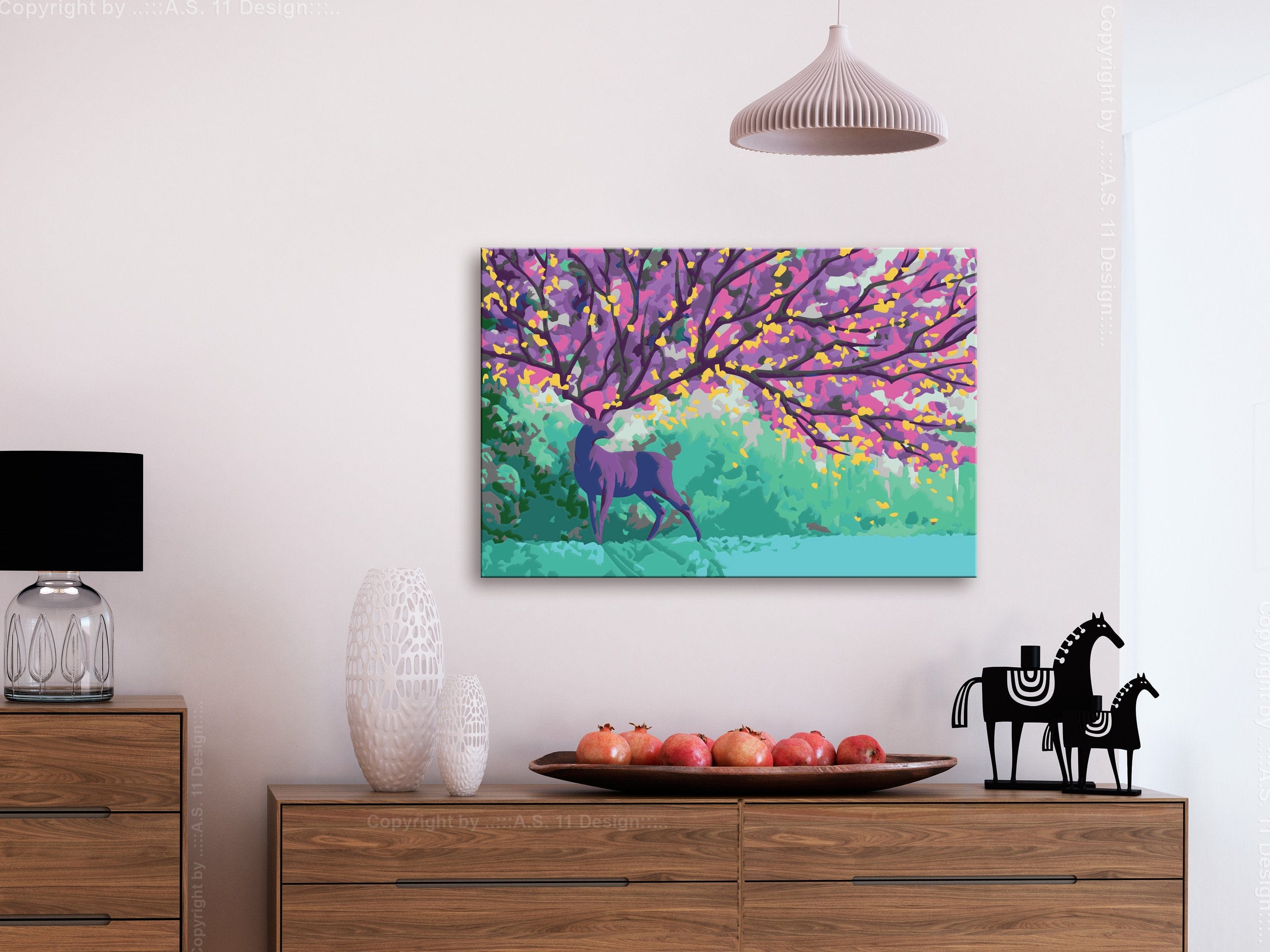 Glezna izkrāso pēc cipariem - Purple Deer 60x40 cm Artgeist