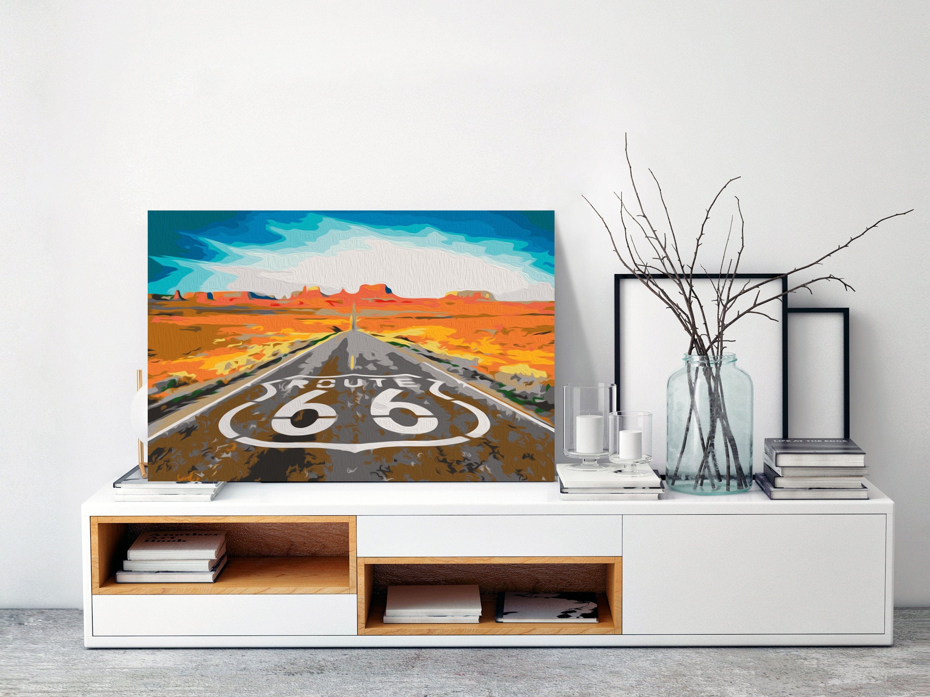 Glezna izkrāso pēc cipariem - Route 66 (60x40 cm) Artgeist