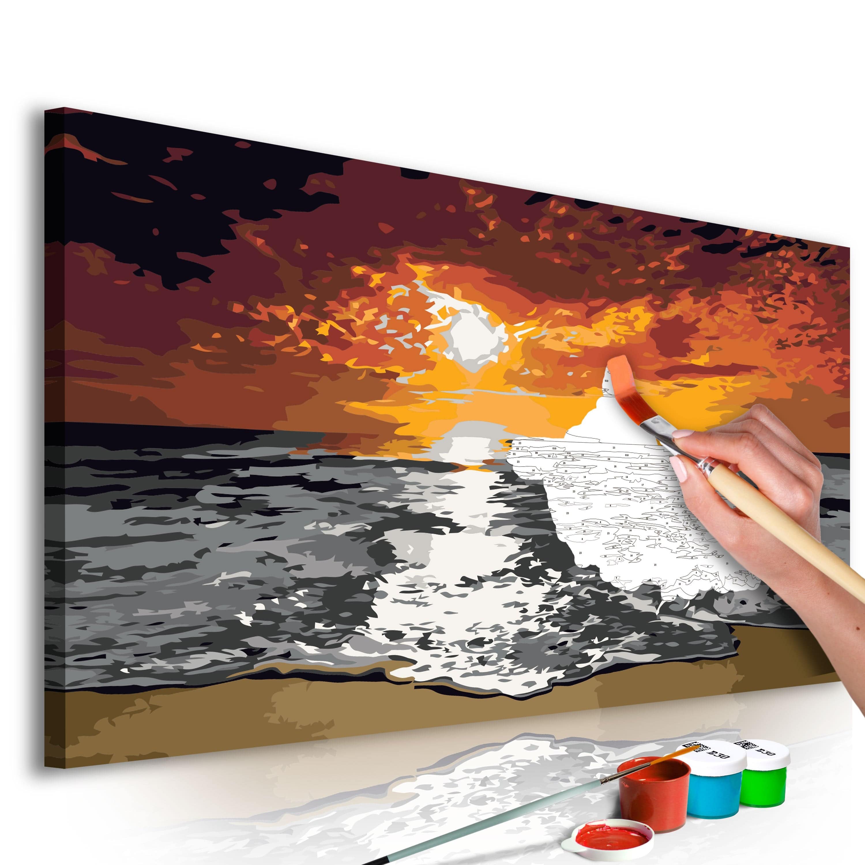 Glezna izkrāso pēc cipariem - Sea (Sky In Flames) 80x40 cm Artgeist