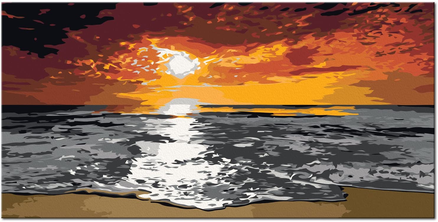 Glezna izkrāso pēc cipariem - Sea (Sky In Flames) 80x40 cm Artgeist