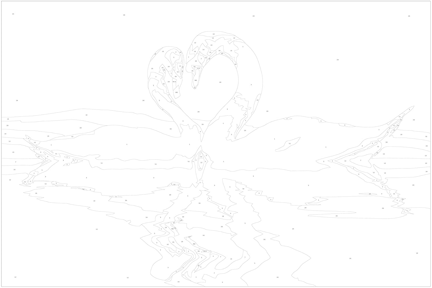 Glezna izkrāso pēc cipariem - Swan Couple 60x40 cm Artgeist