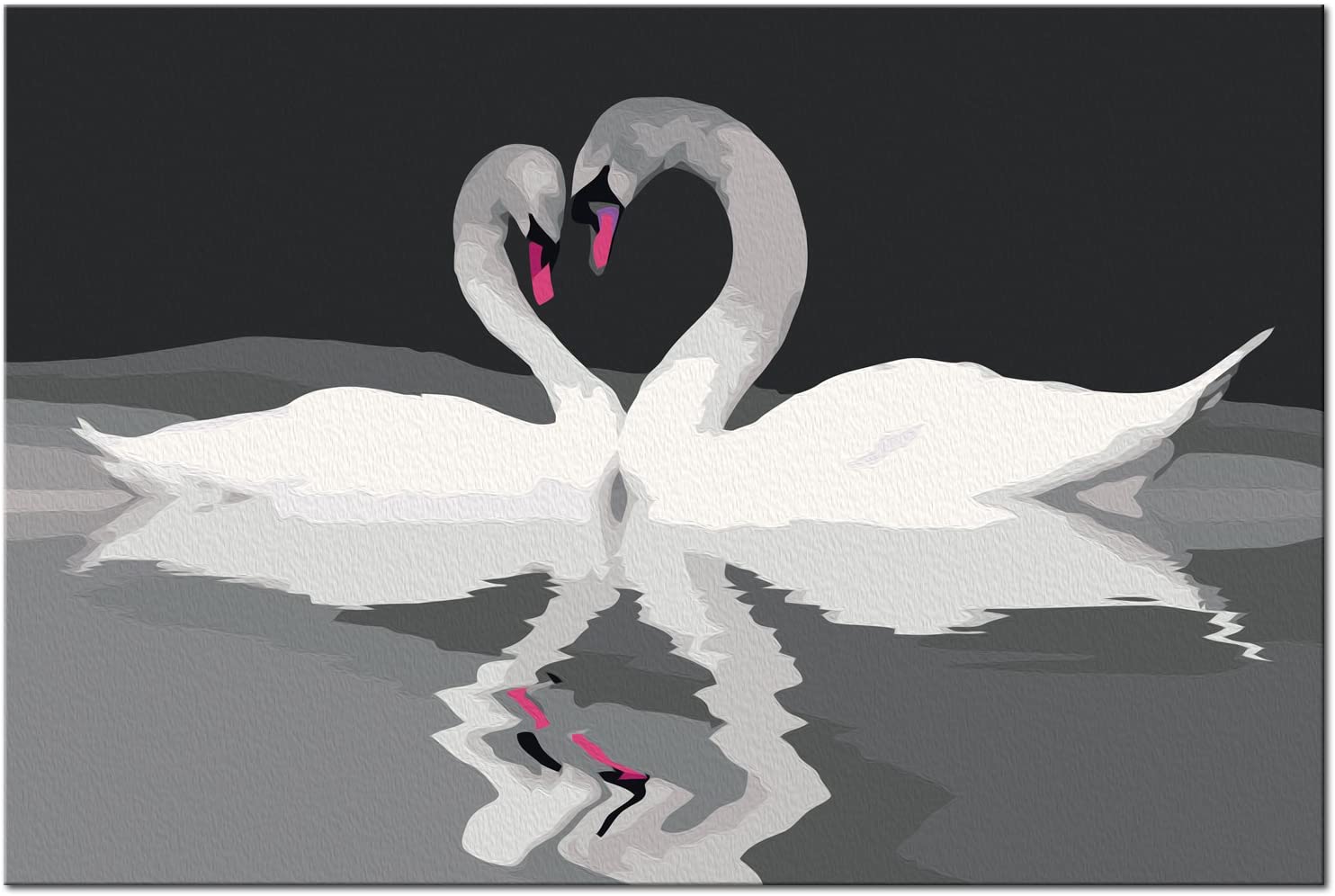 Glezna izkrāso pēc cipariem - Swan Couple 60x40 cm Artgeist